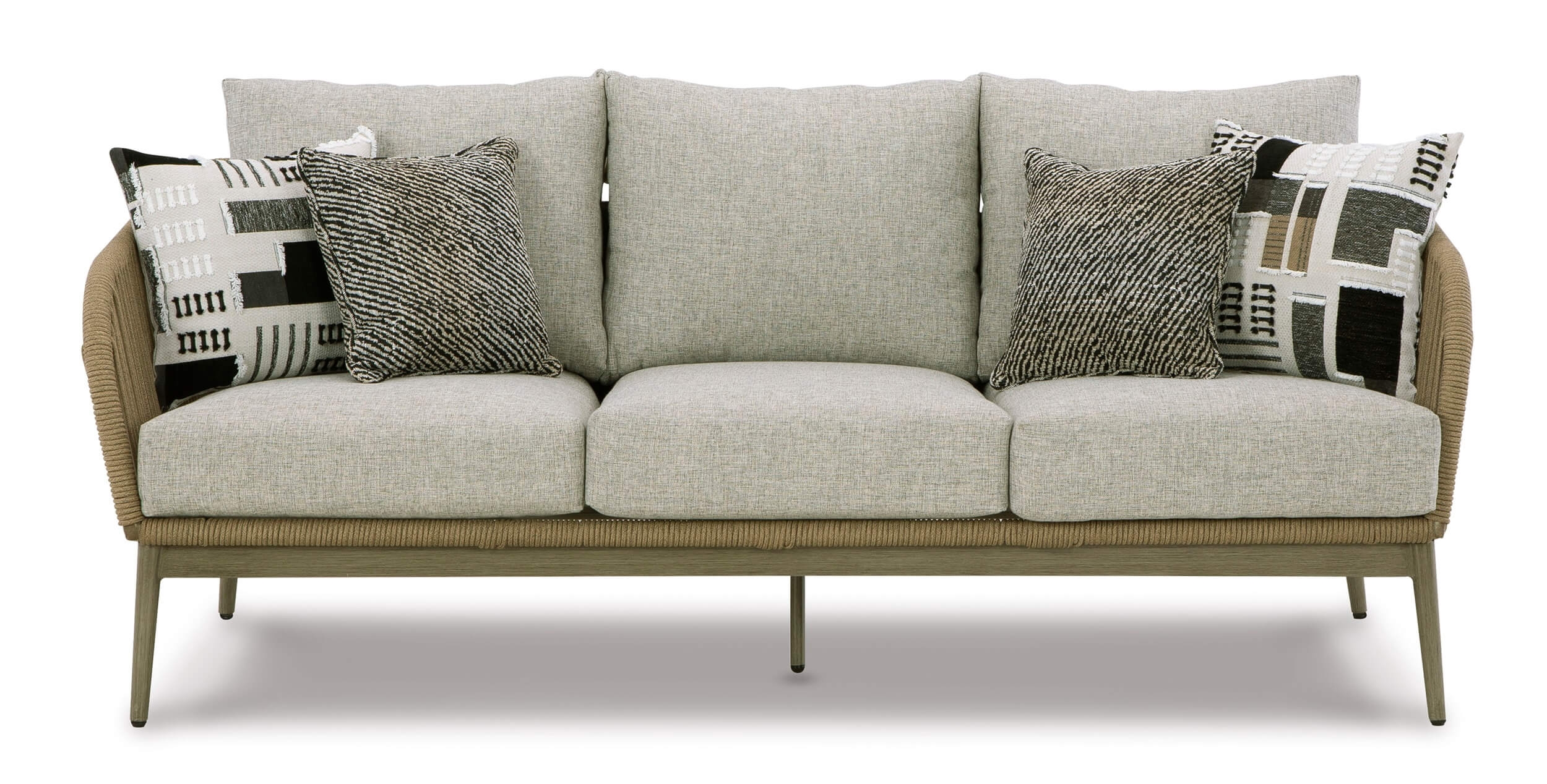 Swiss Valley Outdoor Nuvella Fabric/Handwoven Polyester Rope Sofa w/4 Pillows
