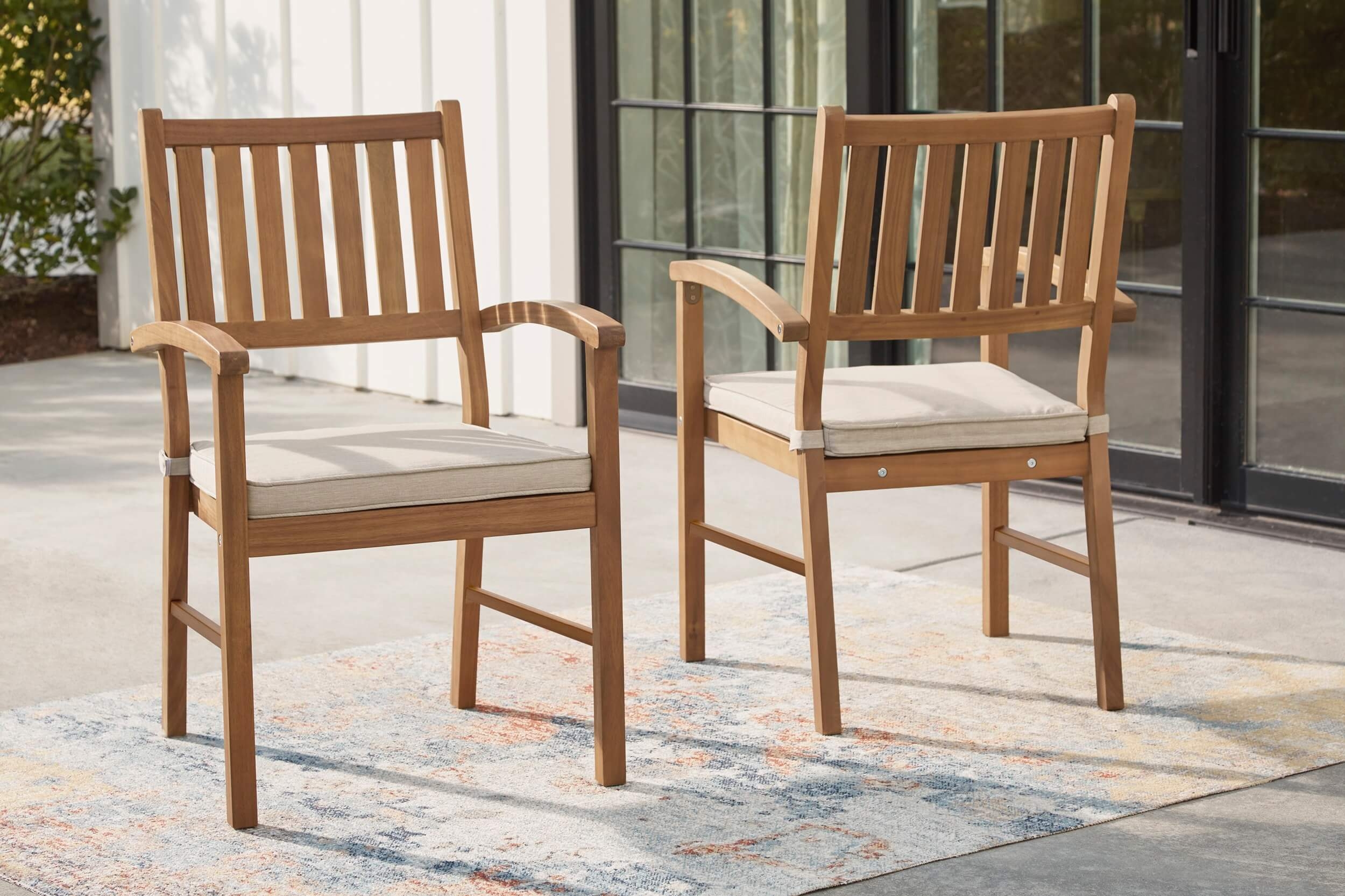 Janiyah Outdoor Acacia Wood Rectangular Dining Set