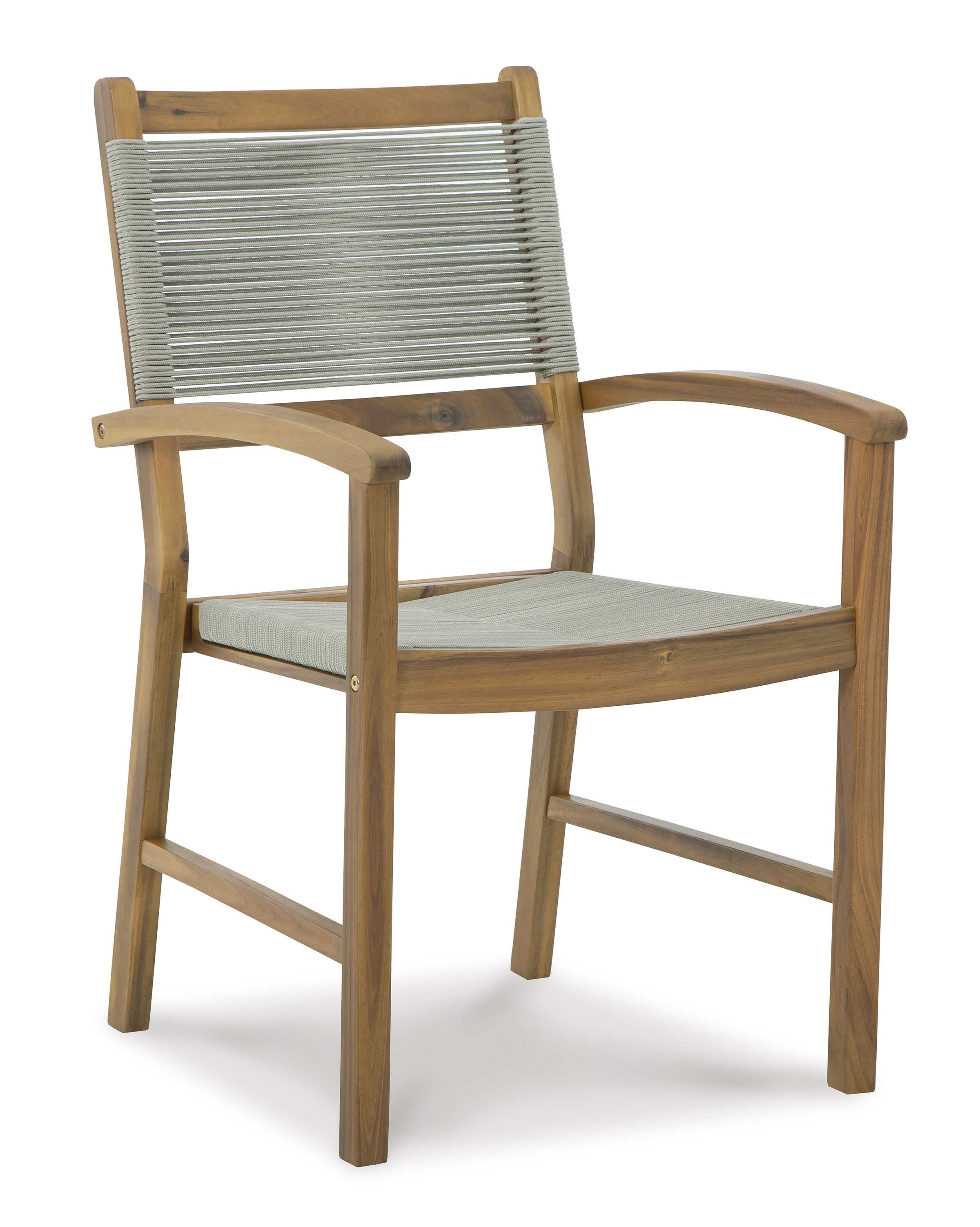 Janiyah Outdoor Rope/Acacia Wood Arm Chair, Set of 2