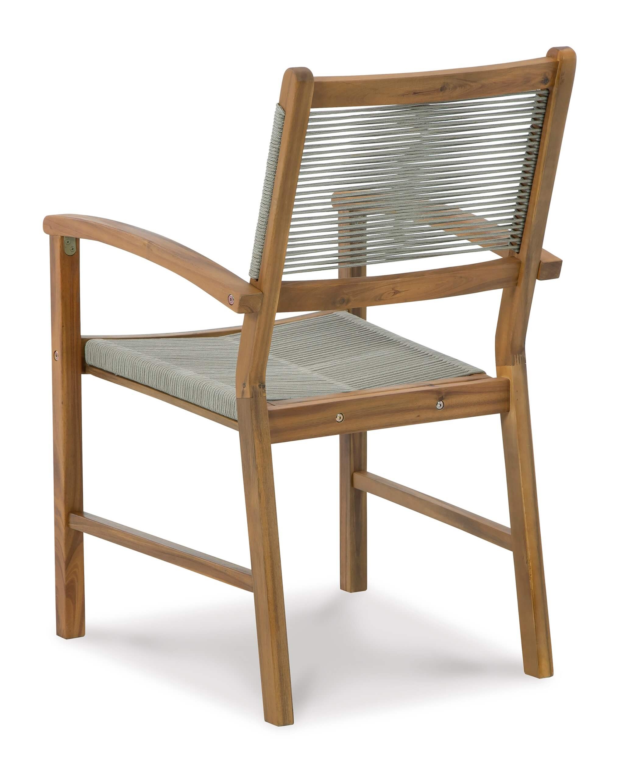 Janiyah Outdoor Rope/Acacia Wood Arm Chair, Set of 2