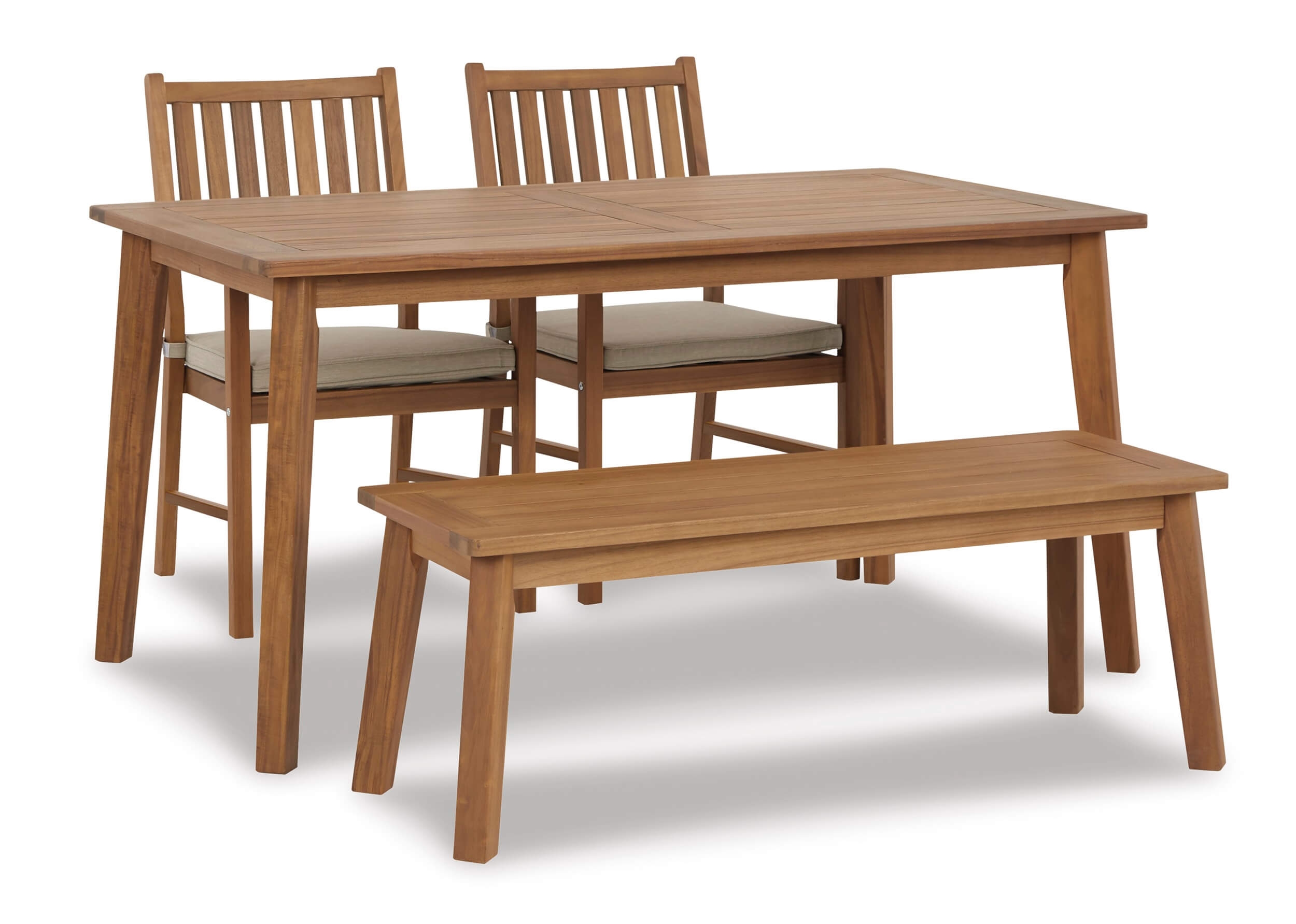 Janiyah Outdoor Acacia Wood Rectangular Dining Set