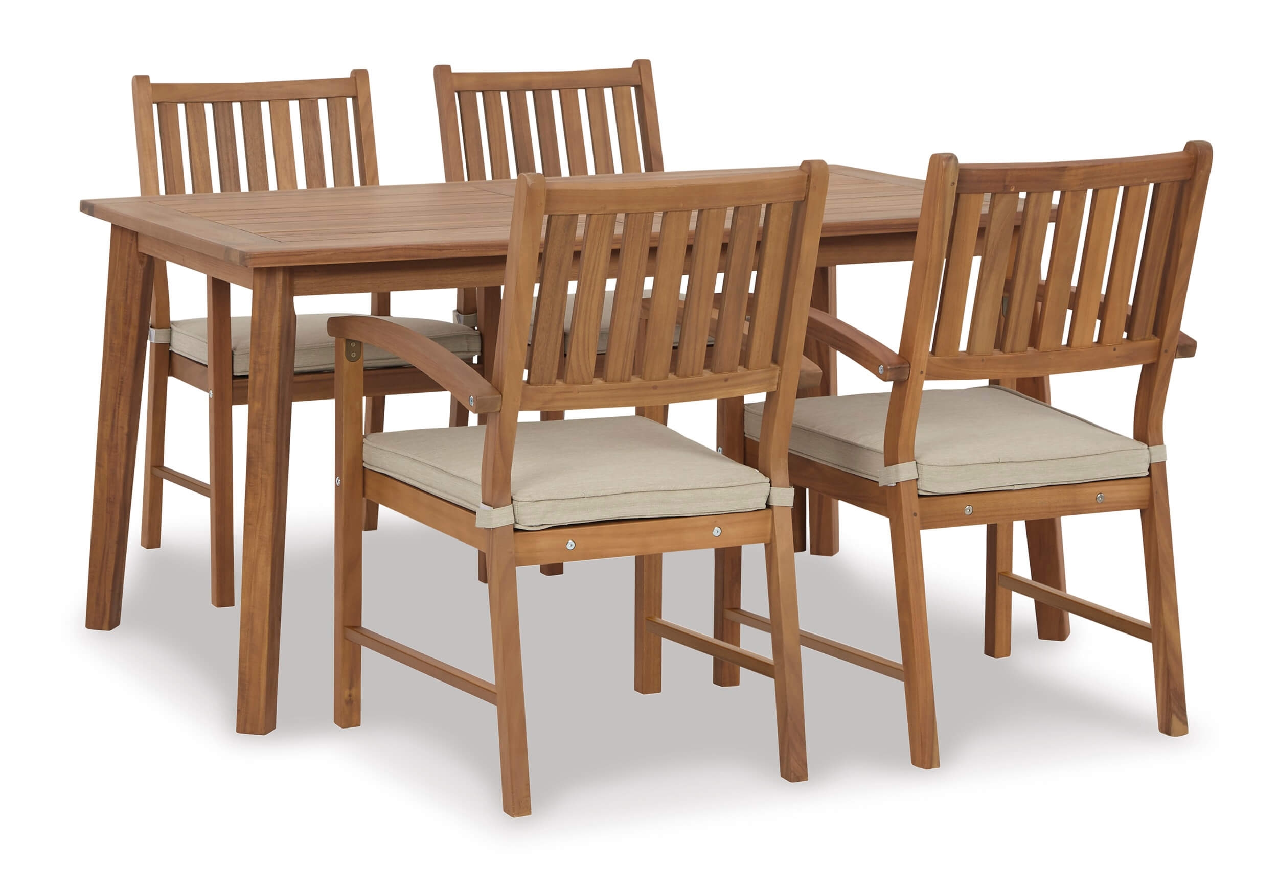 Janiyah Outdoor Acacia Wood Rectangular Dining Set