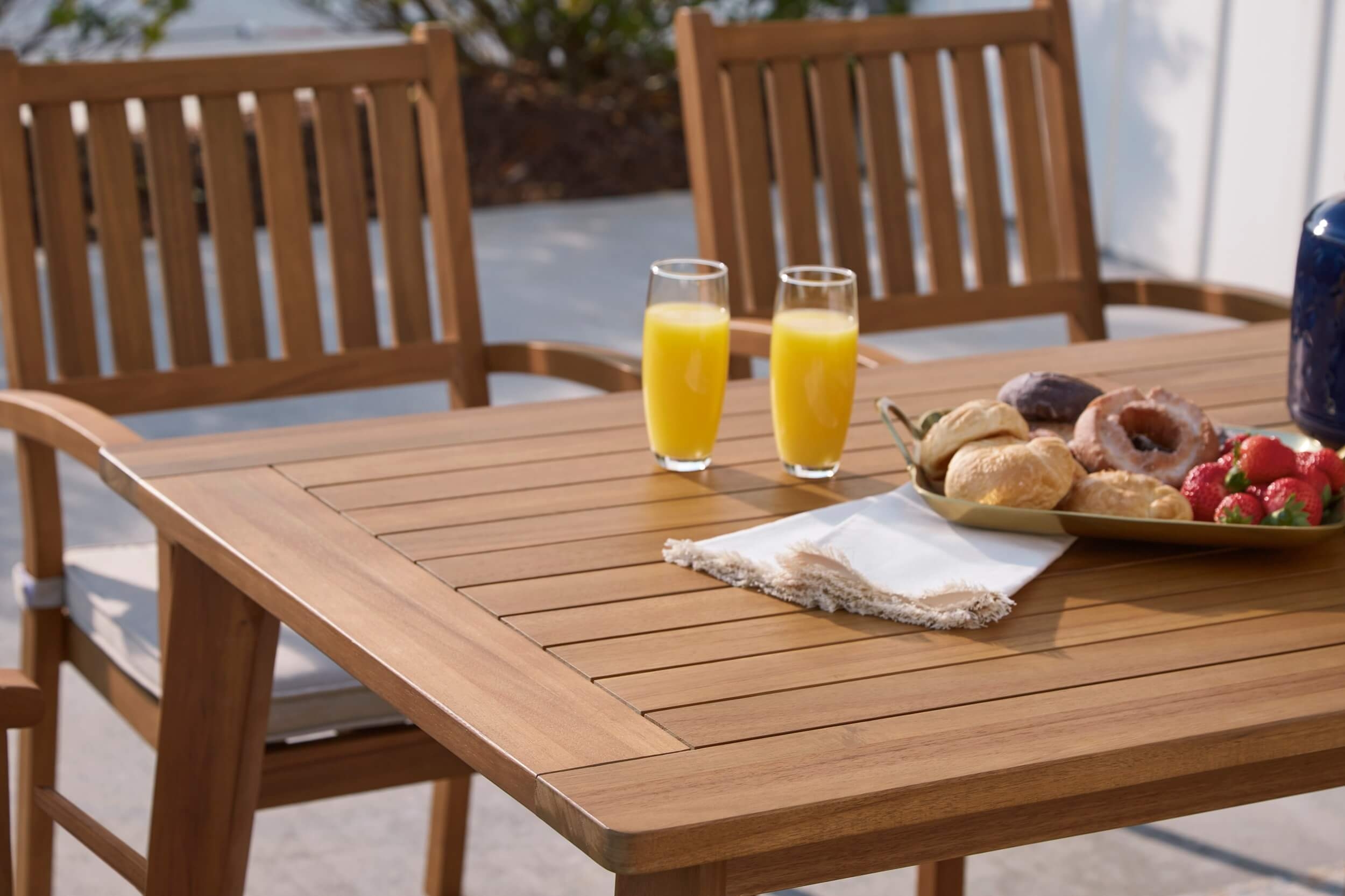 Janiyah Outdoor Acacia Wood Rectangular Dining Table