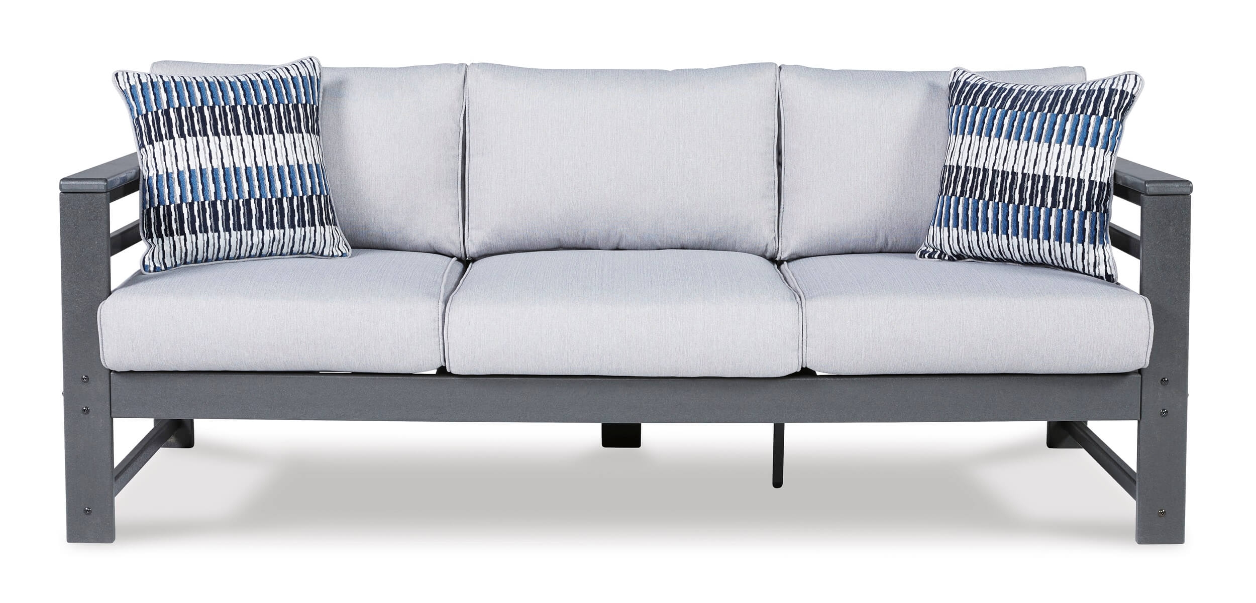 Amora Outdoor Nuvella Fabric/High-Density Polyethylene Sofa w/2 Pillows