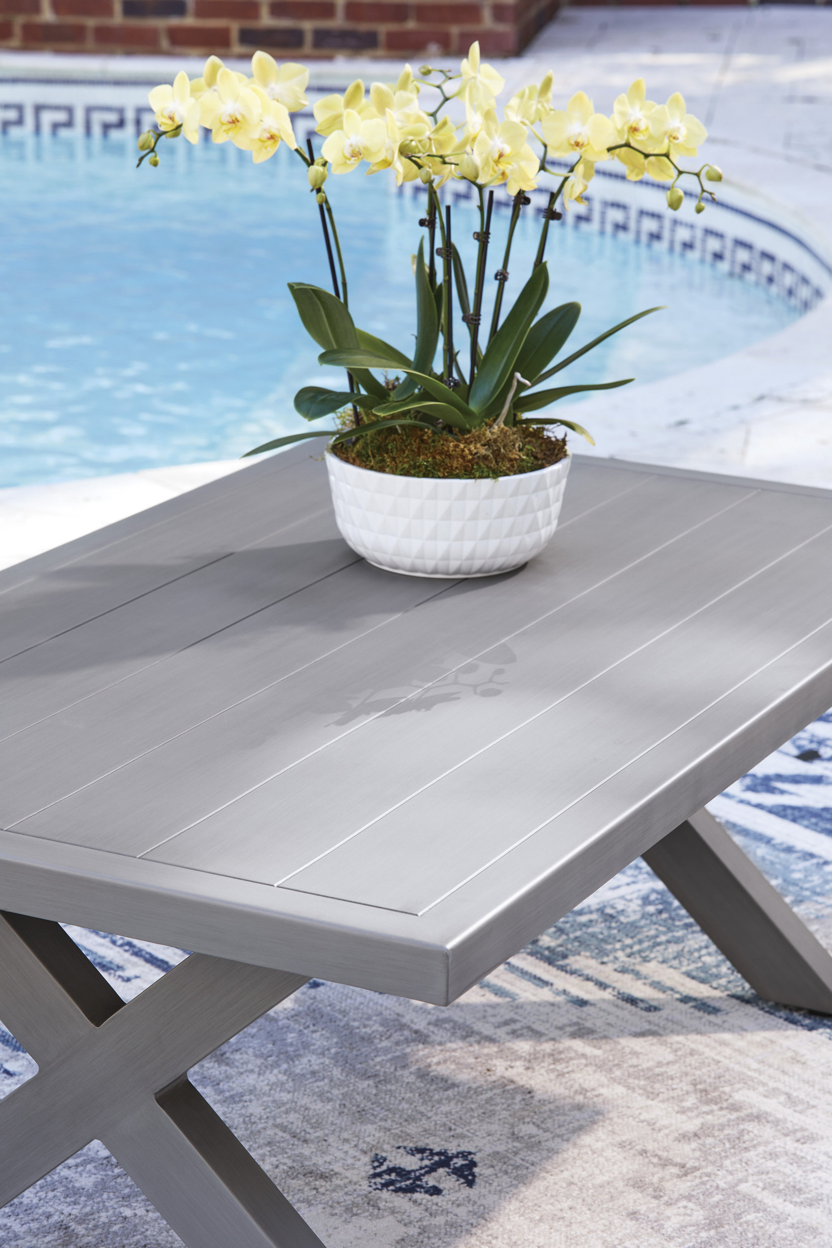 Half Moon Beach Rectangular Aluminum Cocktail Table
