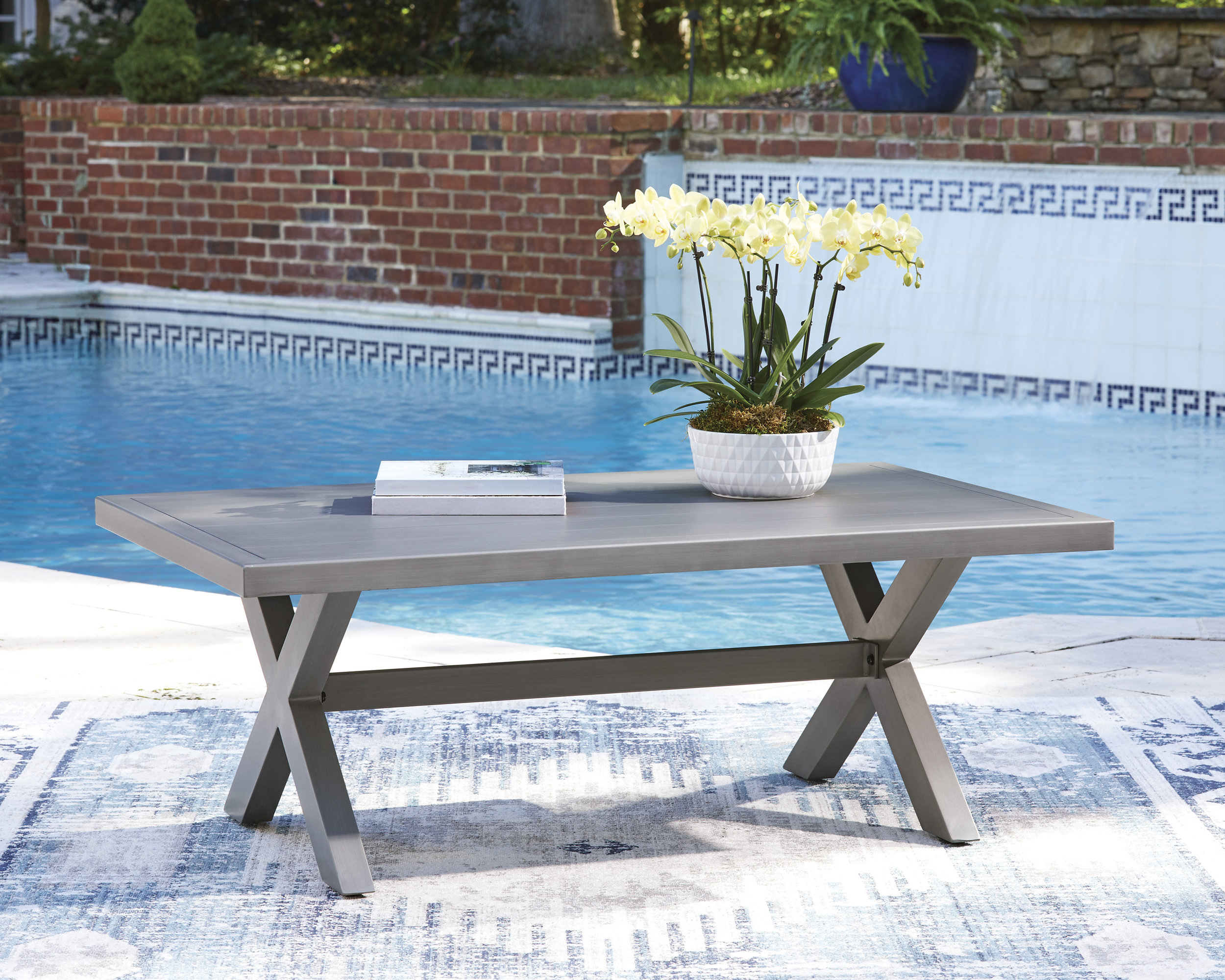 Half Moon Beach Rectangular Aluminum Cocktail Table