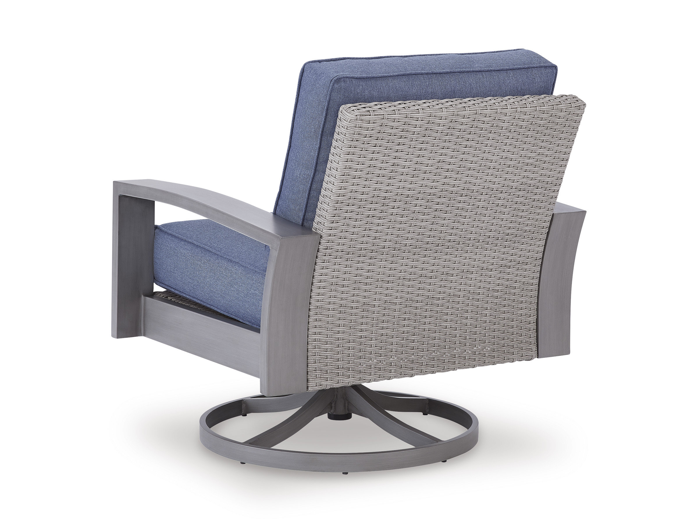 Half Moon Beach Resin Wicker/Aluminum Swivel Lounge Chair with Cushion