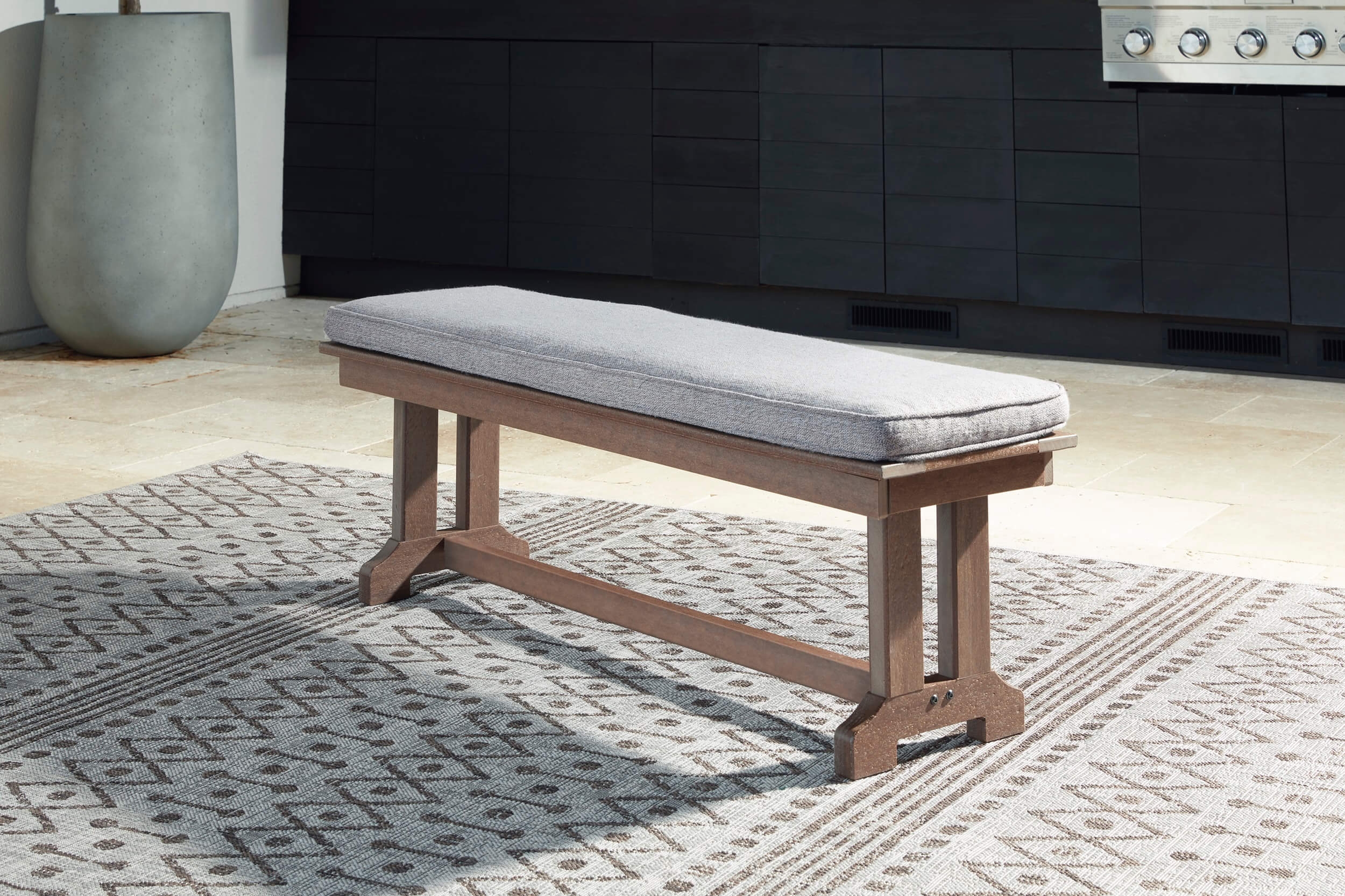 Emmeline Outdoor Nuvella Fabric/High-Density Polyethylene Bench