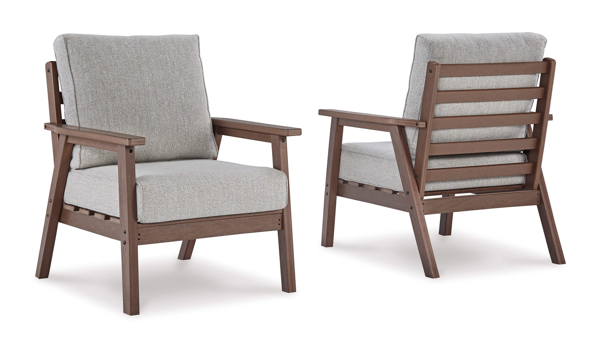 Emmeline Outdoor Nuvella Fabric/High-Density Polyethylene Lounge Chair, Set of 2