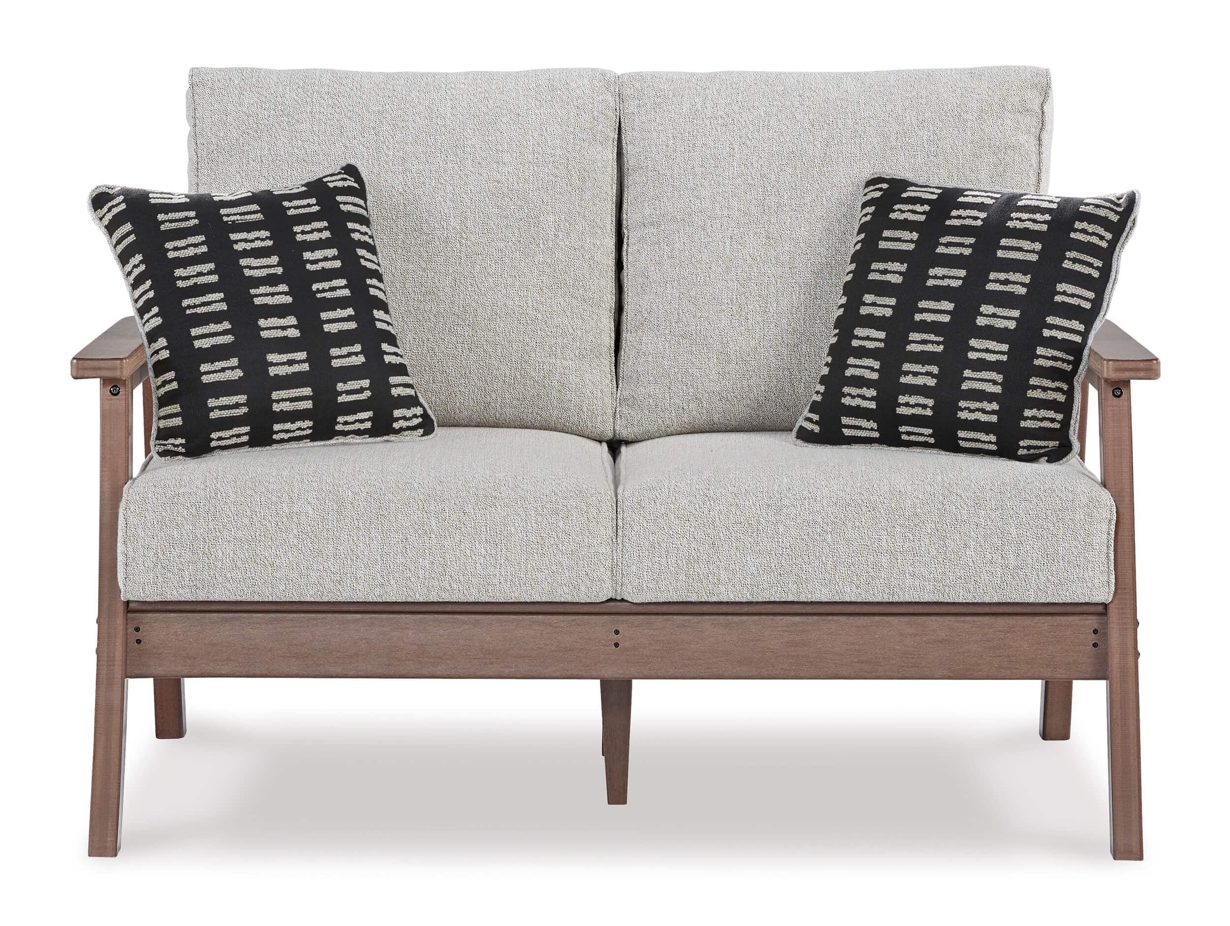 Emmeline Outdoor Nuvella Fabric/High-Density Polyethylene Loveseat w/2 Pillows