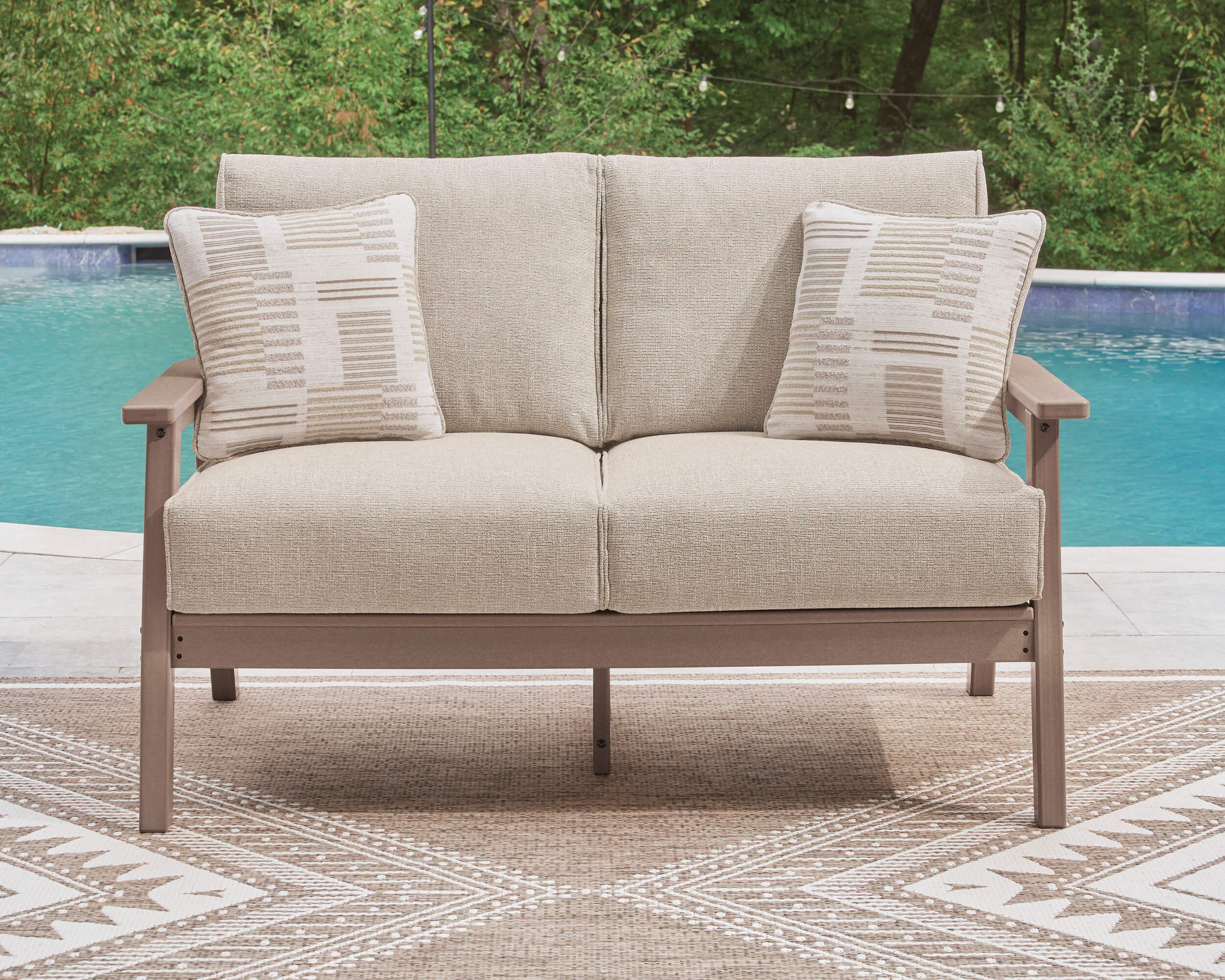Grover Beach HDPE/Polyester Loveseat with Cushion