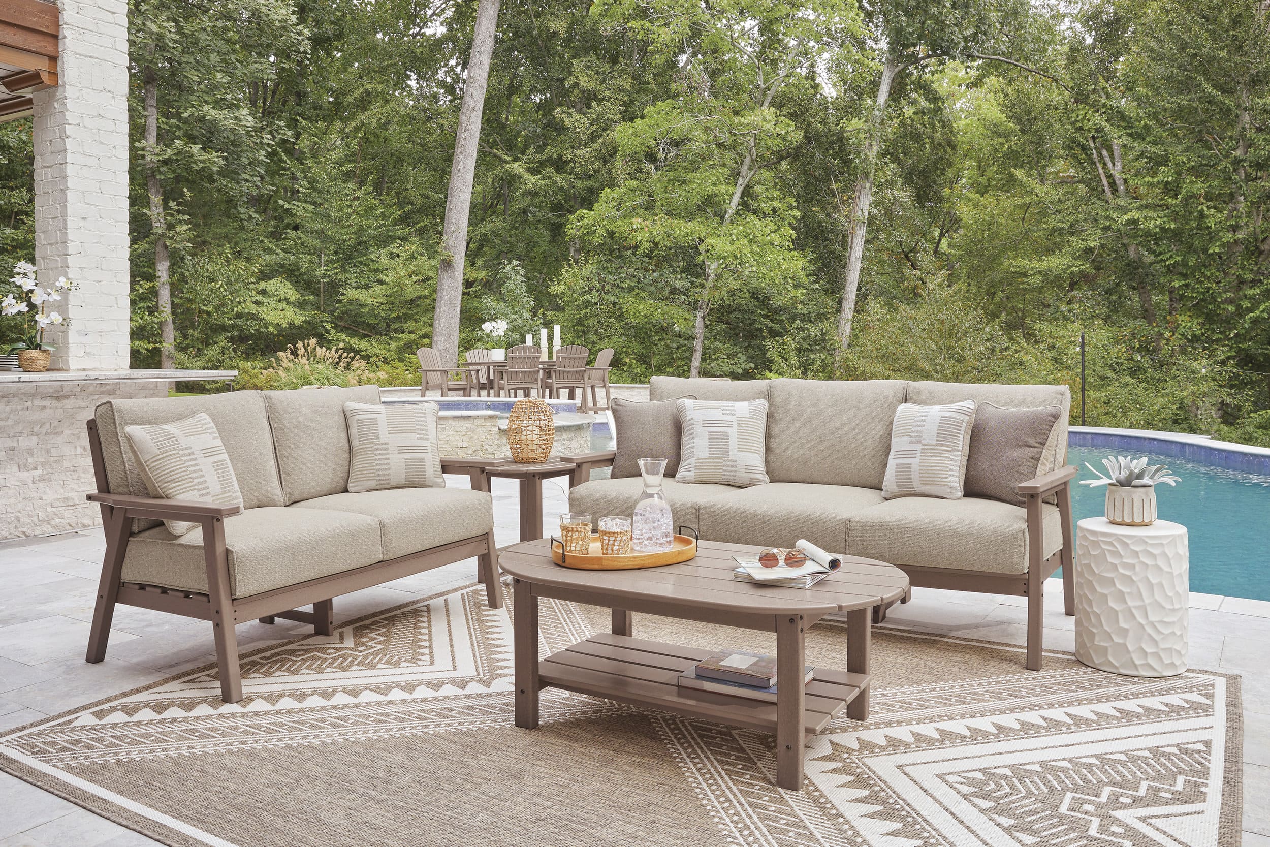 Grover Beach HDPE/Polyester Loveseat with Cushion