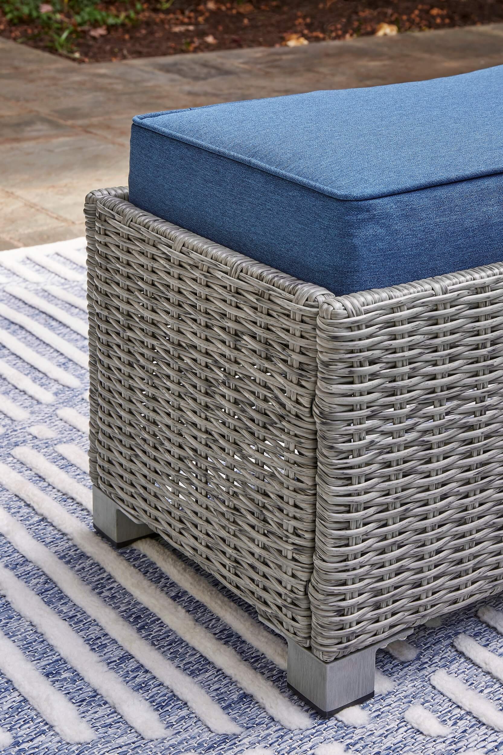 Naples Beach Outdoor Nuvella Fabric/Resin Wicker Bench w/Cushion