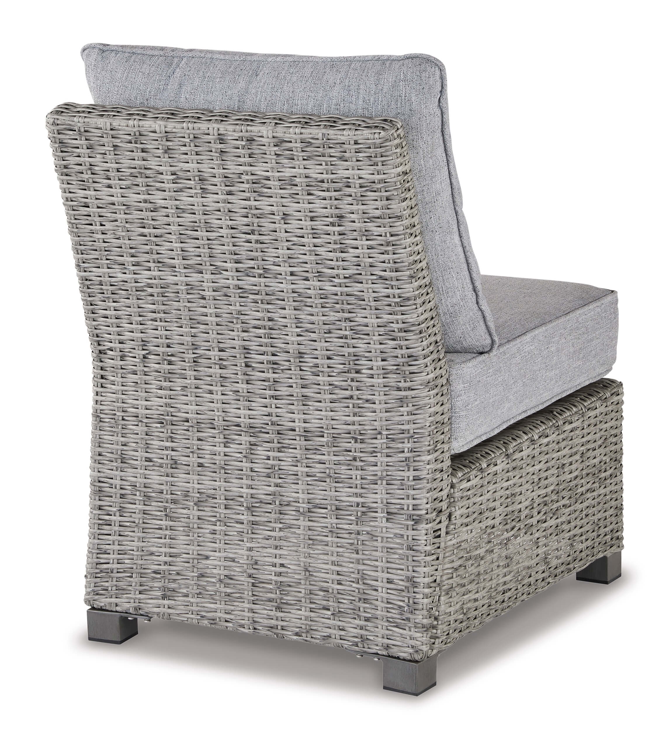 Naples Beach Outdoor Nuvella Fabric/Resin Wicker Armless Chair w/Cushion