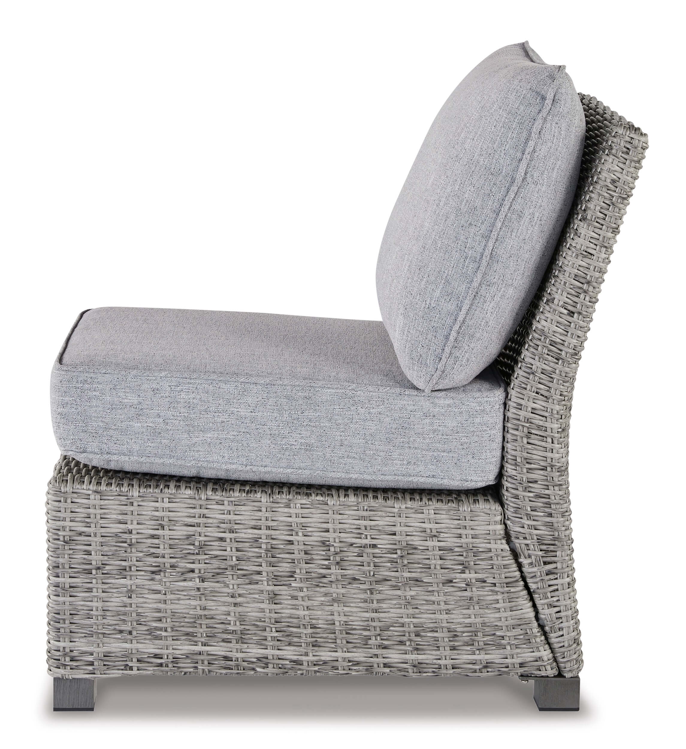 Naples Beach Outdoor Nuvella Fabric/Resin Wicker Armless Chair w/Cushion