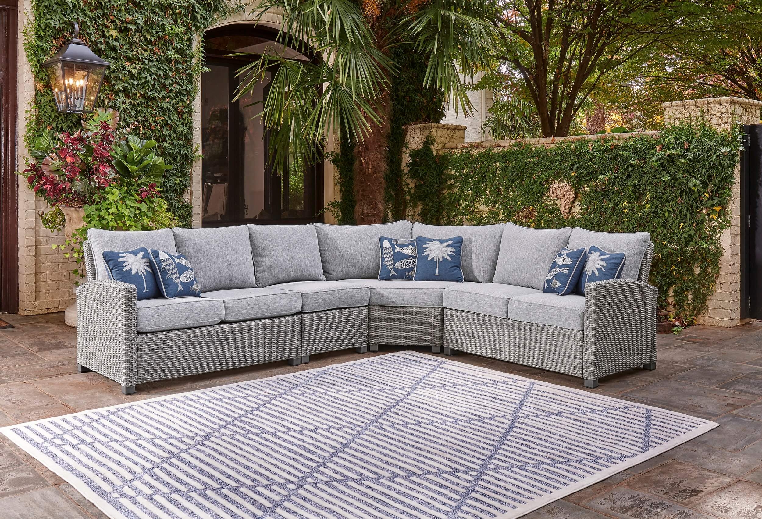 Naples Beach Outdoor Nuvella Fabric/Resin Wicker Set
