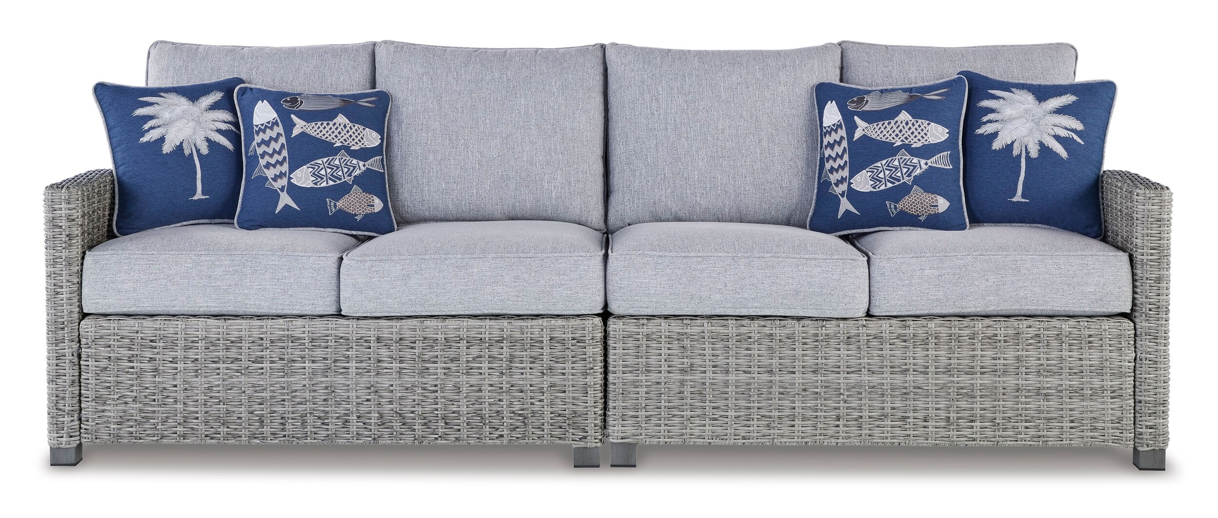 Naples Beach Outdoor Nuvella Fabric/Resin Wicker Loveseat w/Cushion, Right & Left Arm Facing