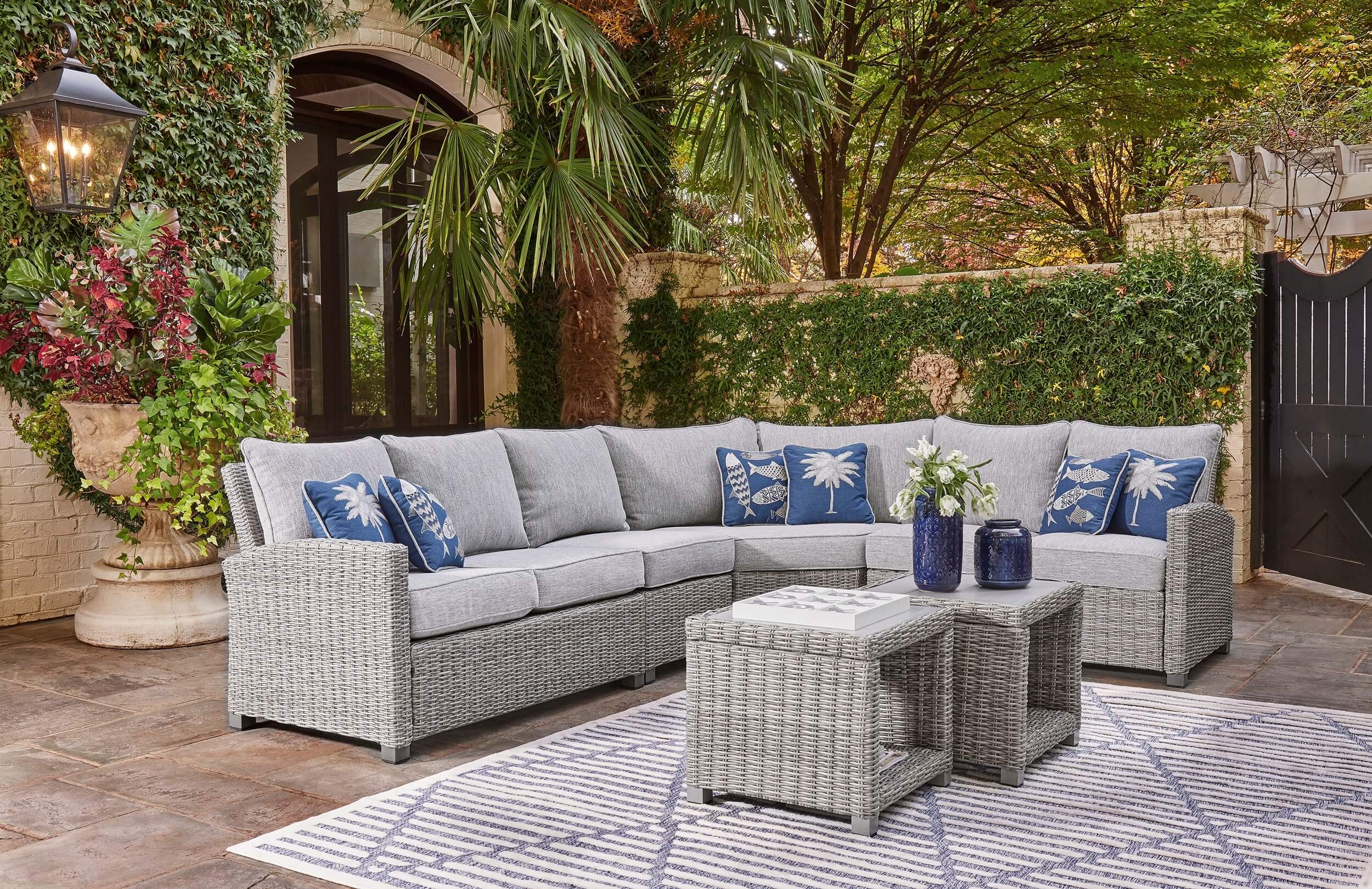 Naples Beach Outdoor Nuvella Fabric/Resin Wicker Set
