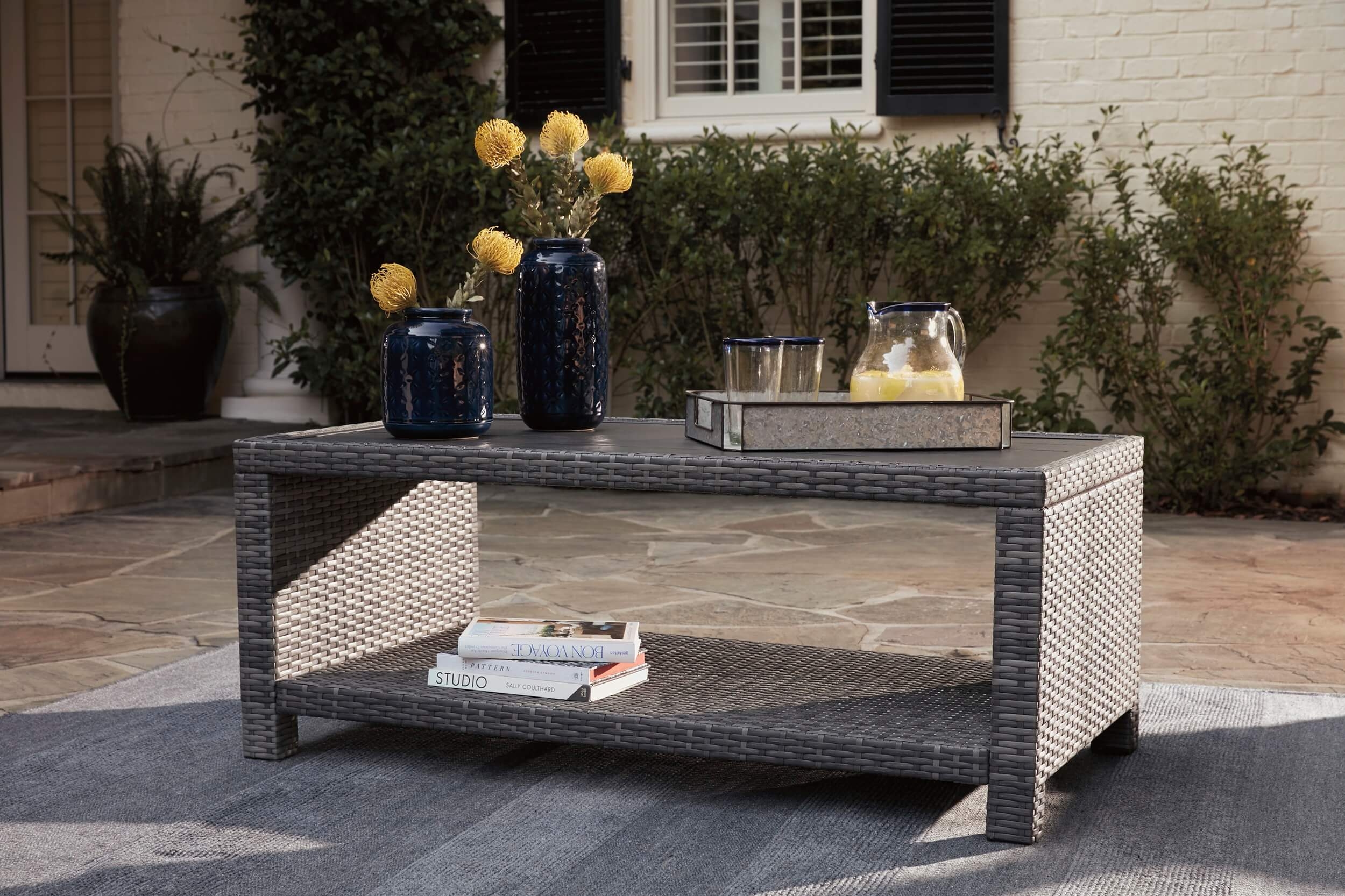 Salem Beach Outdoor Resin Wicker Rectangular Coffee Table