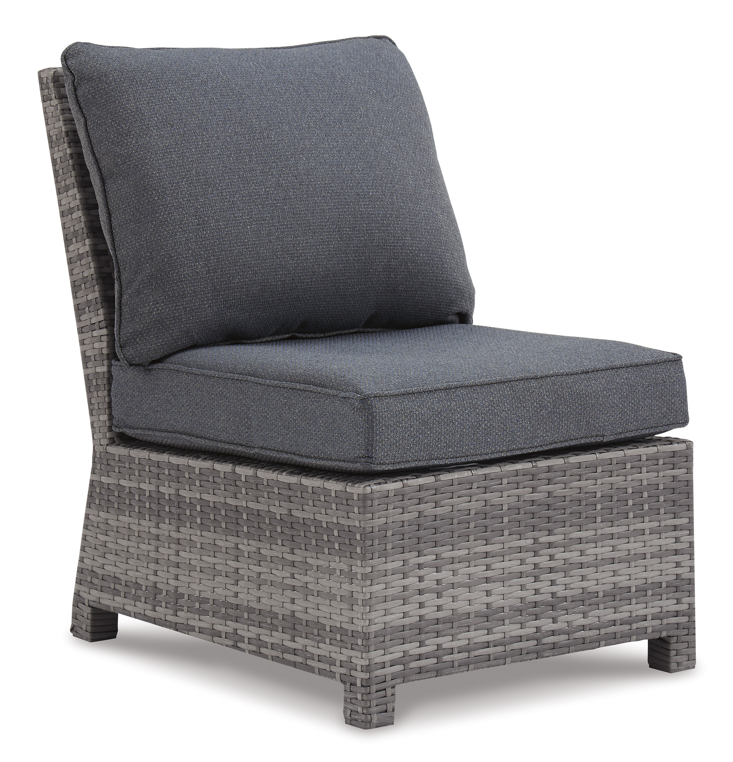 Salem Beach Outdoor Nuvella Fabric/Rewin Wicker Armless Chair w/Cushion