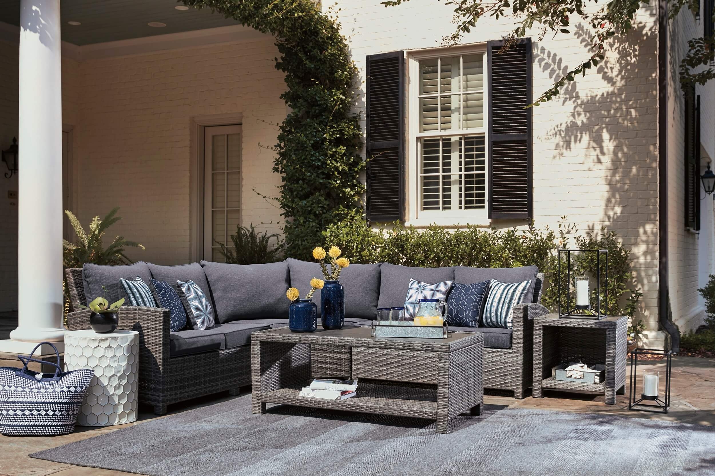 Salem Beach Outdoor Nuvella Fabric/Resin Wicker Set