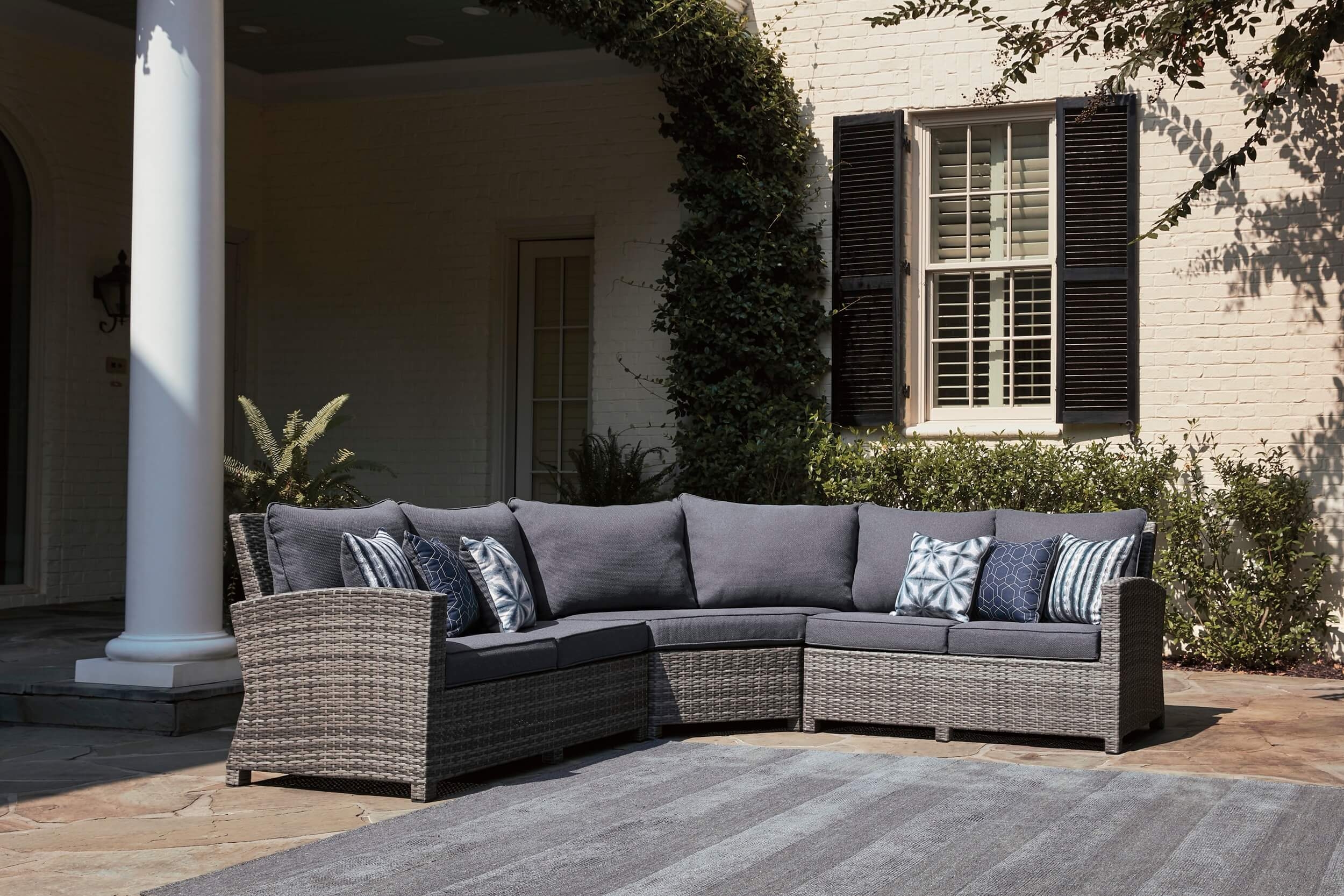 Salem Beach Outdoor Nuvella Fabric/Resin Wicker Sectional Sofa