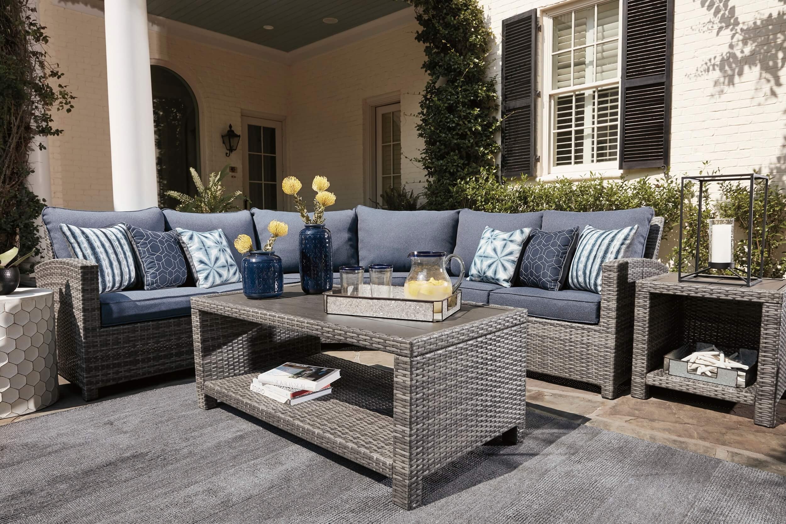 Salem Beach Outdoor Nuvella Fabric/Resin Wicker Set