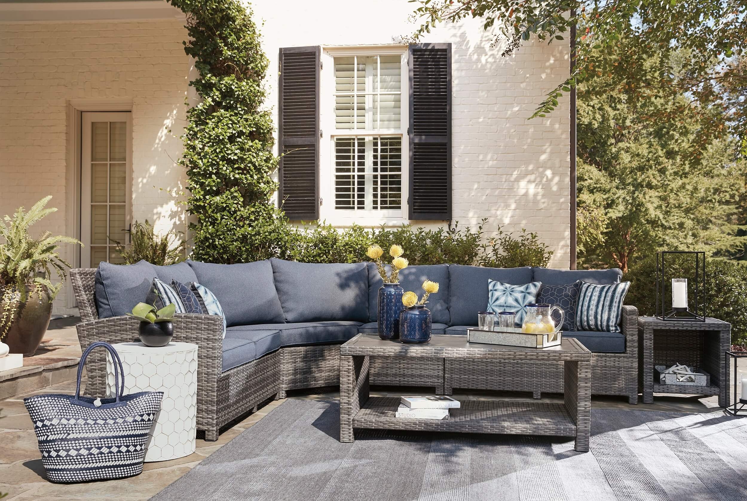 Salem Beach Outdoor Nuvella Fabric/Resin Wicker Set