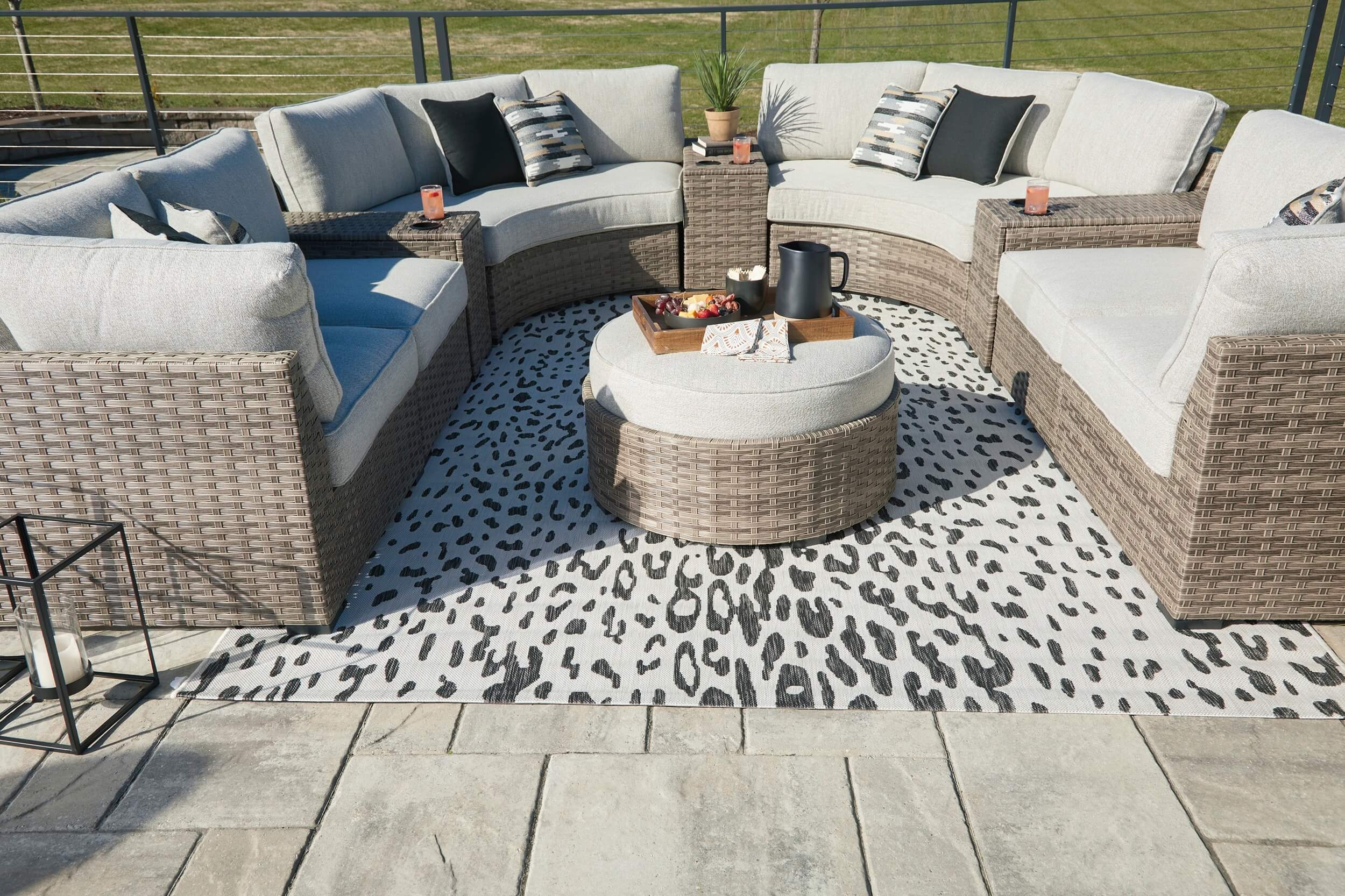 Calworth 9-Piece Outdoor Nuvella Fabric/Resin Wicker Sectional Sofa