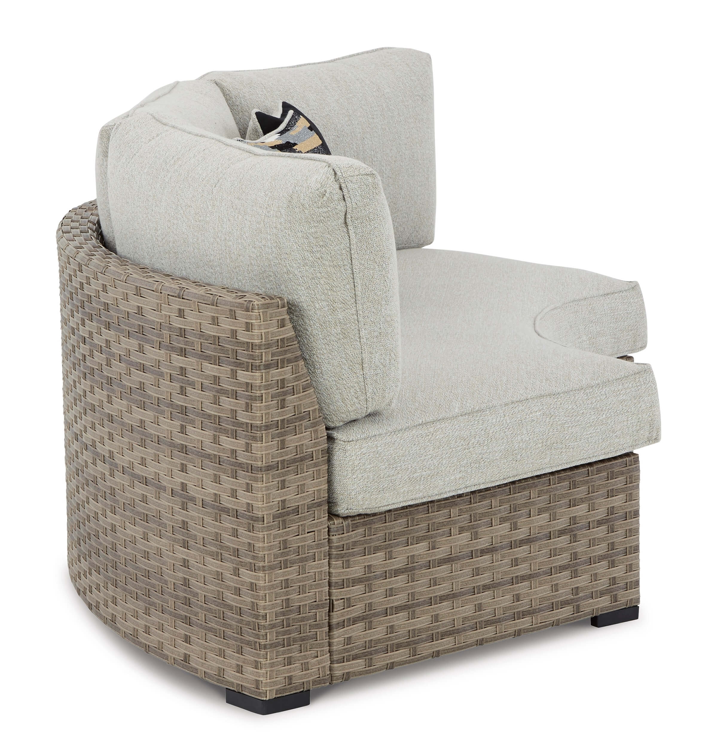 Calworth Outdoor Nuvella Fabric/Resin Wicker Curved Loveseat w/Cushion