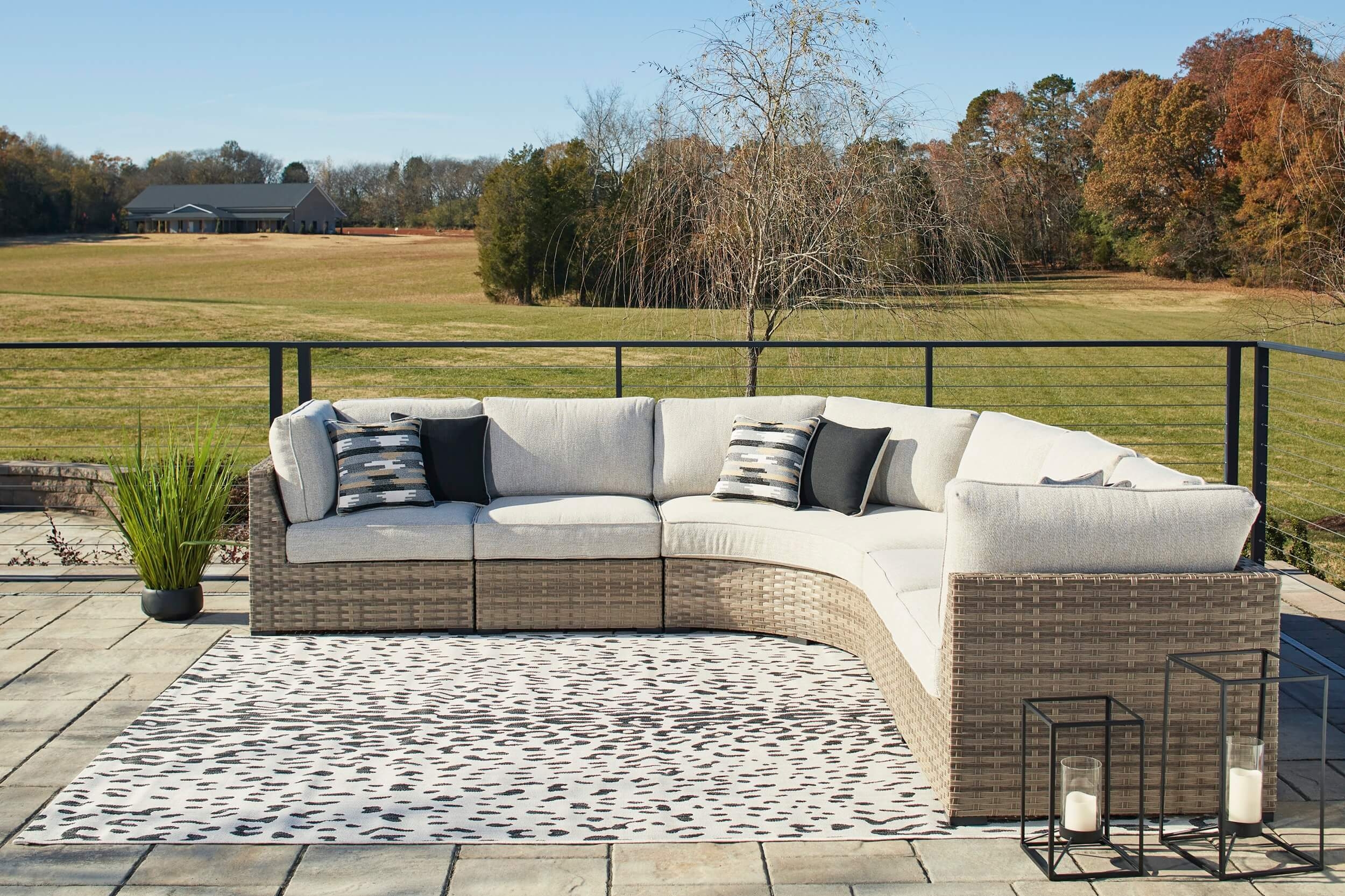 Calworth 5-Piece Outdoor Nuvella Fabric/Resin Wicker Sectional Sofa