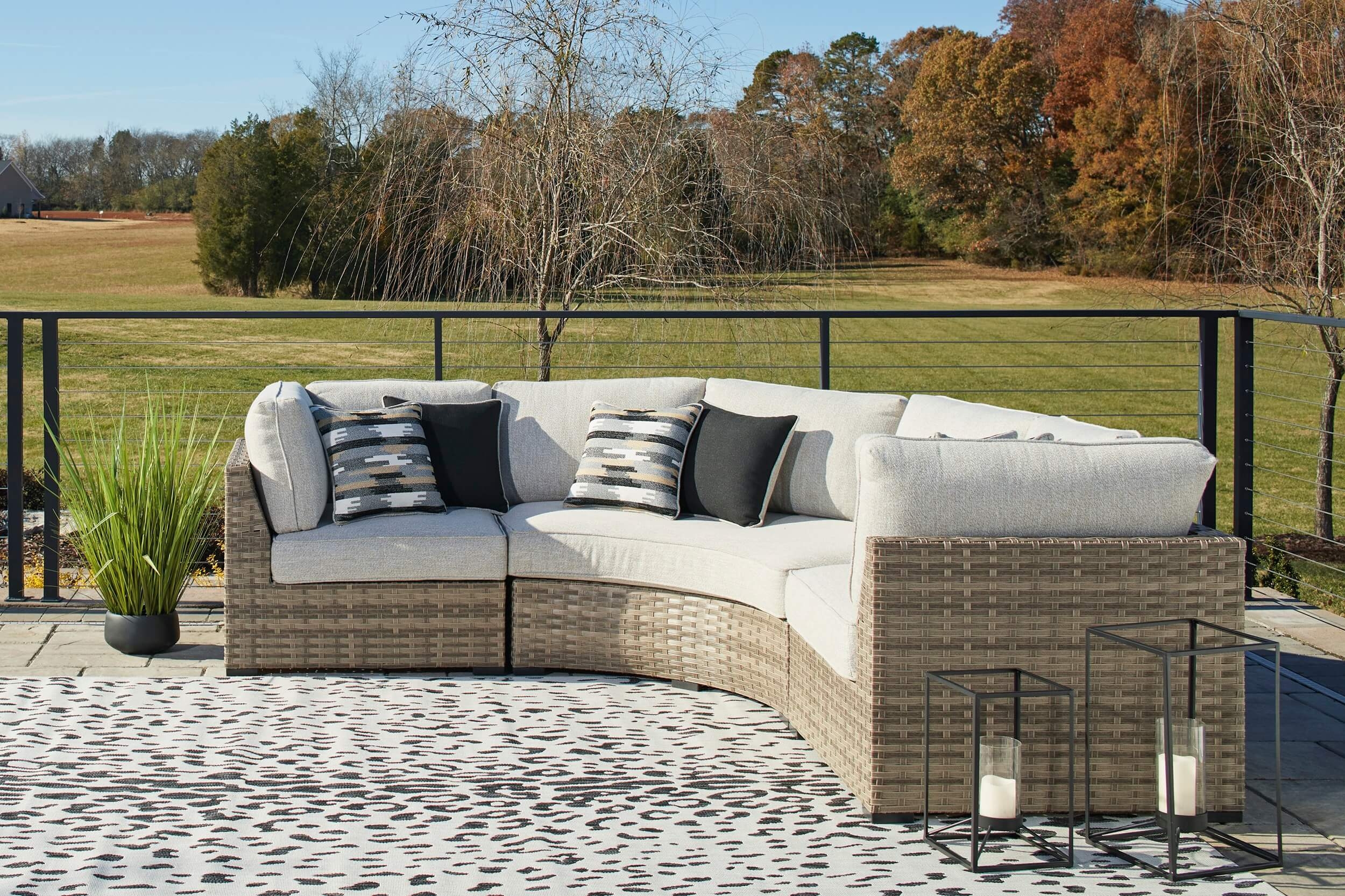 Calworth 3-Piece Outdoor Nuvella Fabric/Resin Wicker Sectional Sofa