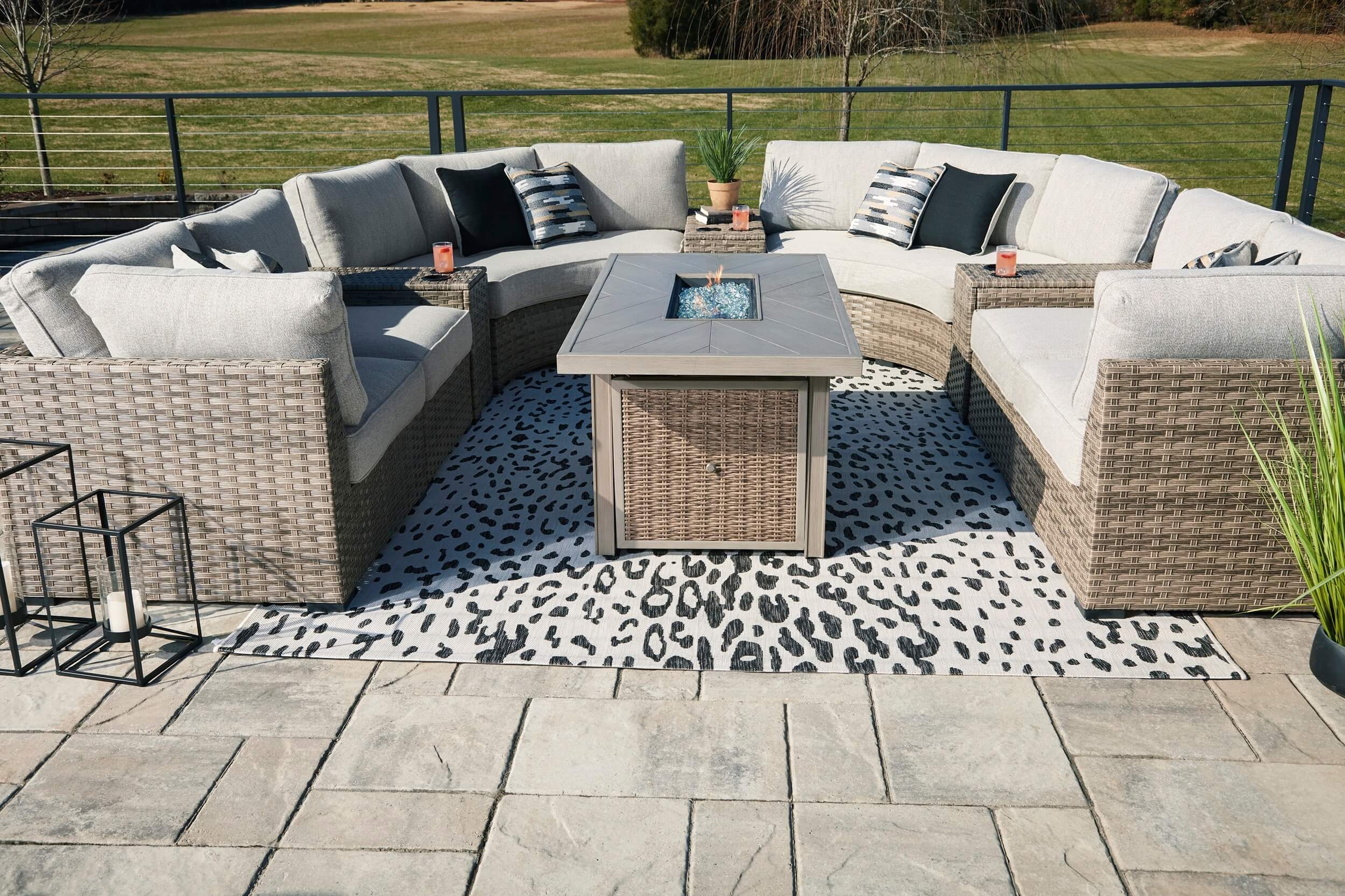 Calworth 9-Piece Outdoor Nuvella Fabric/Resin Wicker Sectional Sofa