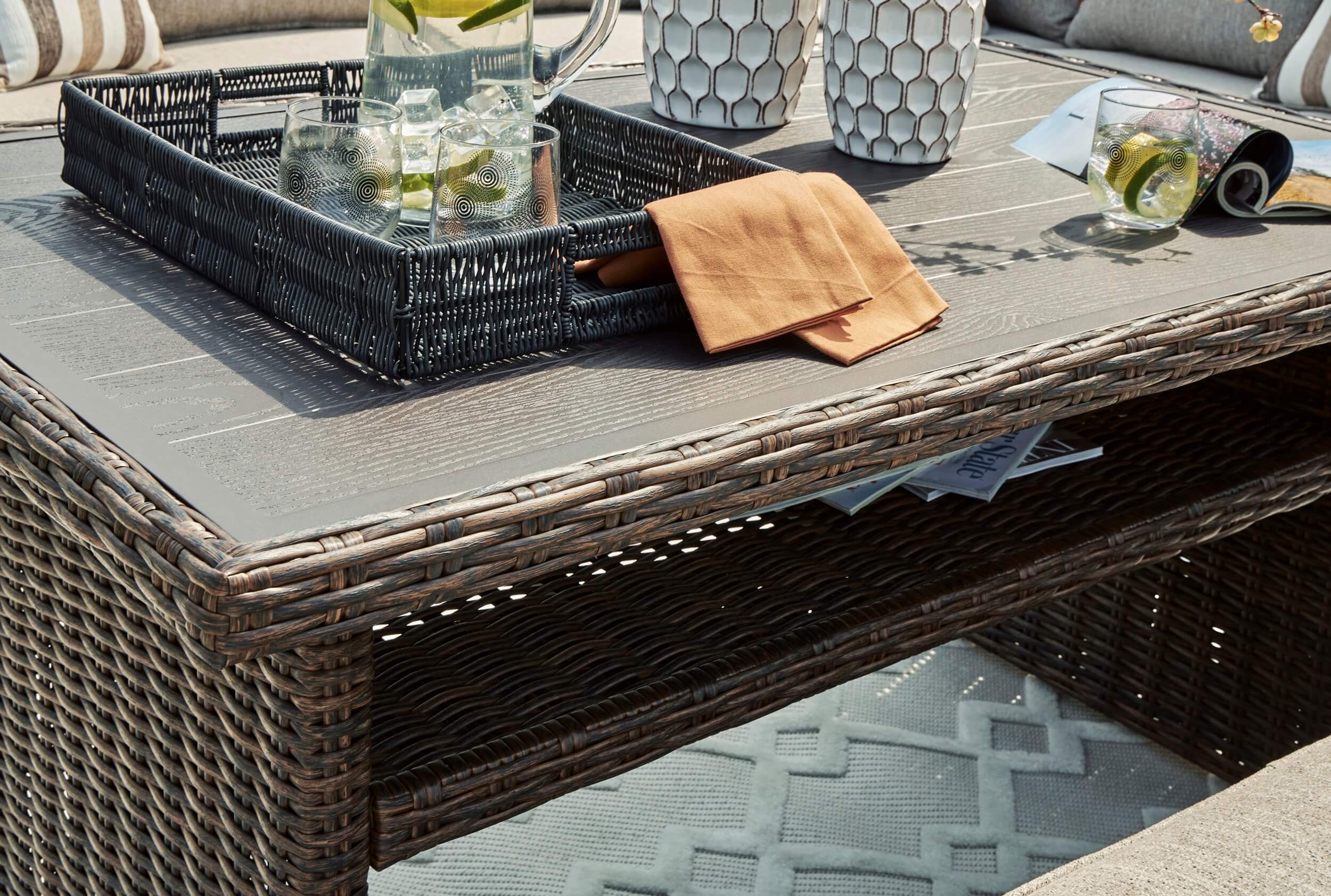 WRS Brook Ranch Outdoor Resin Wicker Multi-Use Table