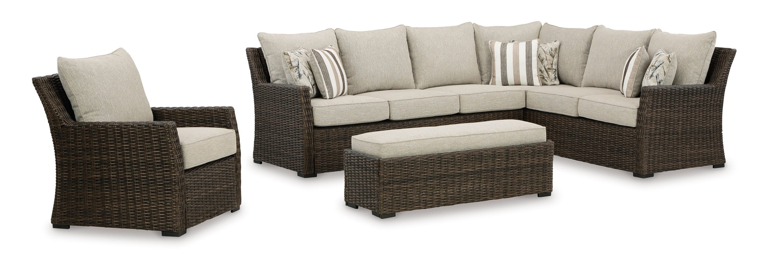 Brook Ranch Outdoor Nuvella Fabric/Resin Wicker Patio Seating Set