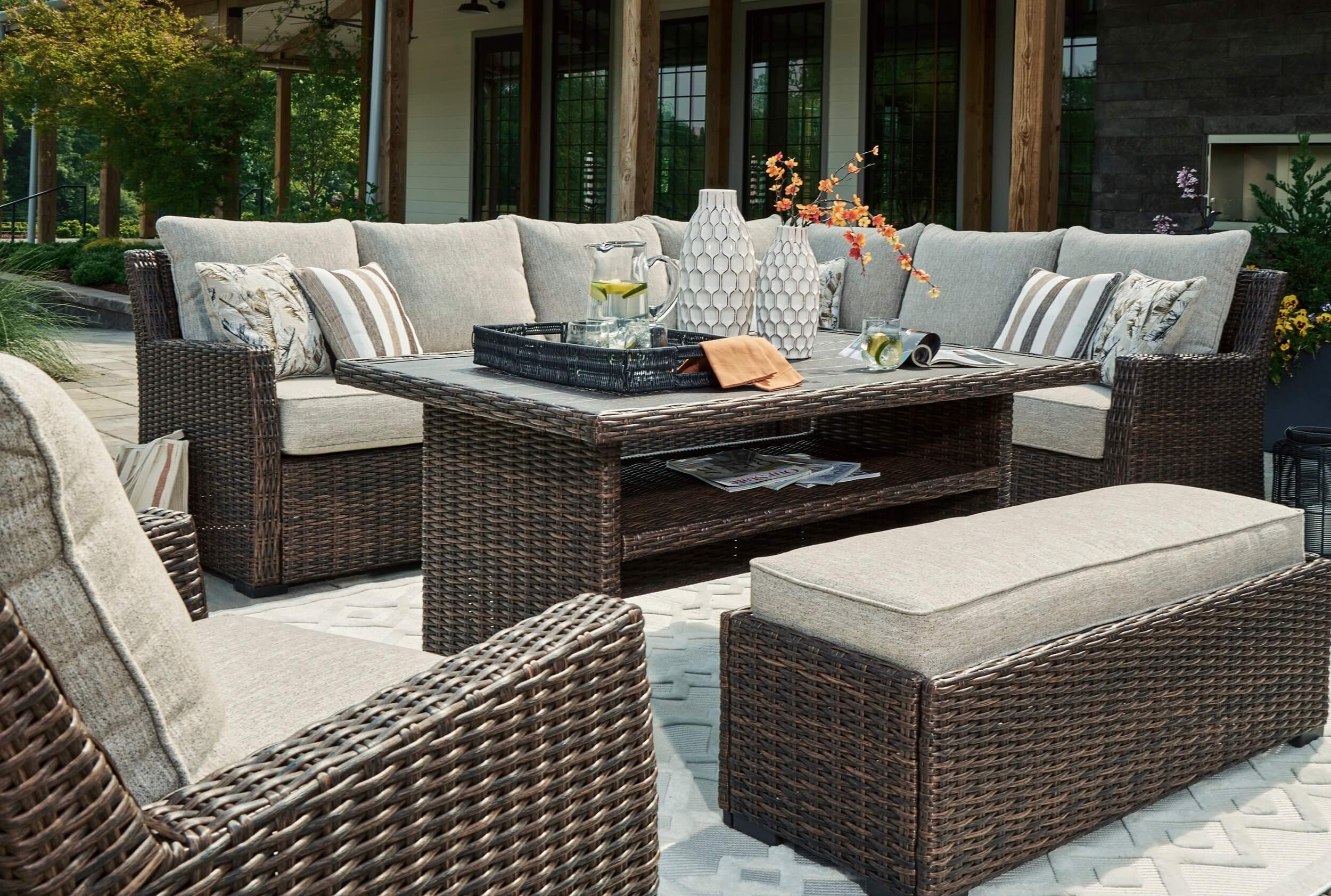 Brook Ranch Outdoor Nuvella Fabric/Resin Wicker Patio Seating Set
