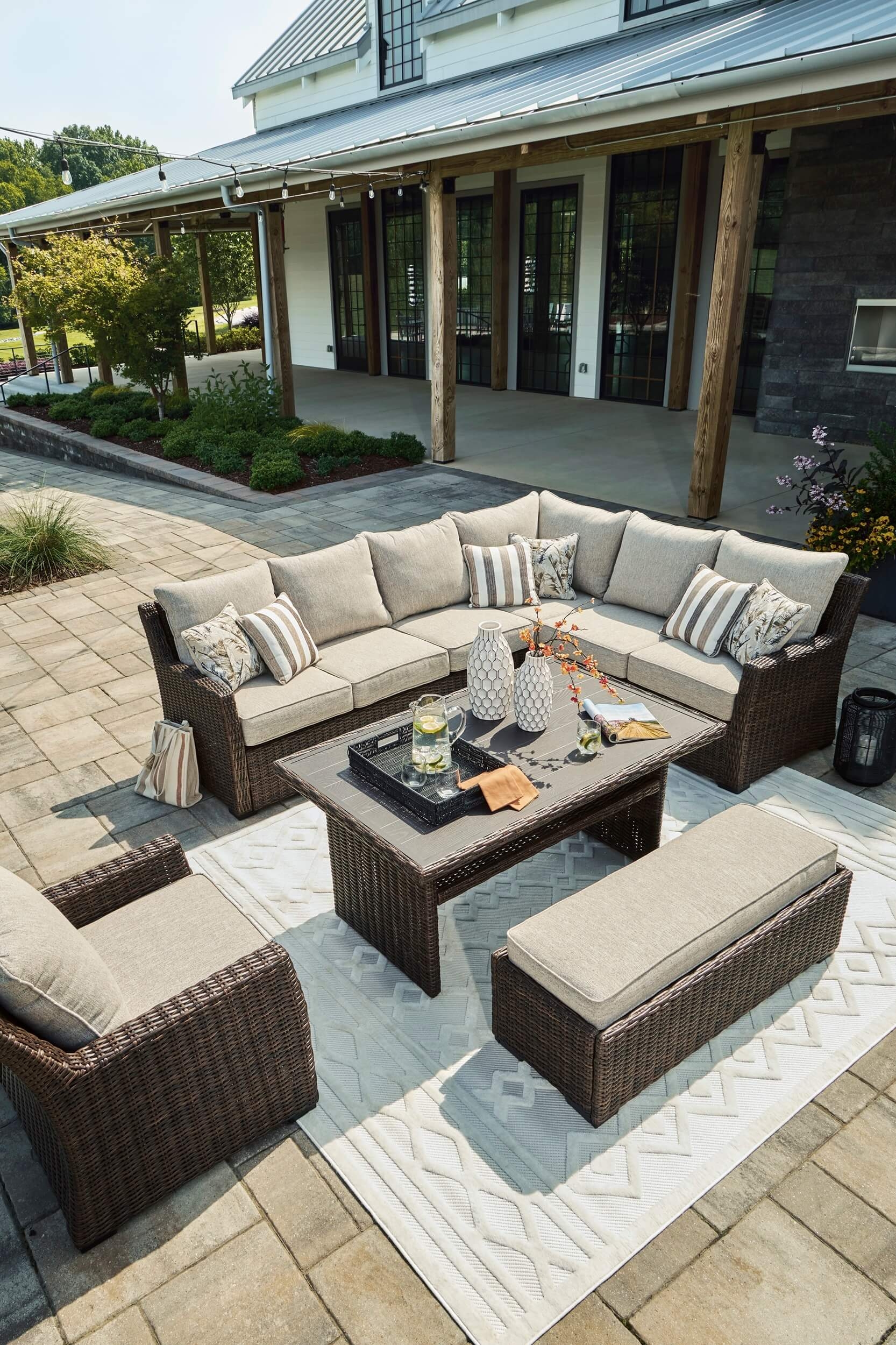 Brook Ranch Outdoor Nuvella Fabric/Resin Wicker Patio Seating Set