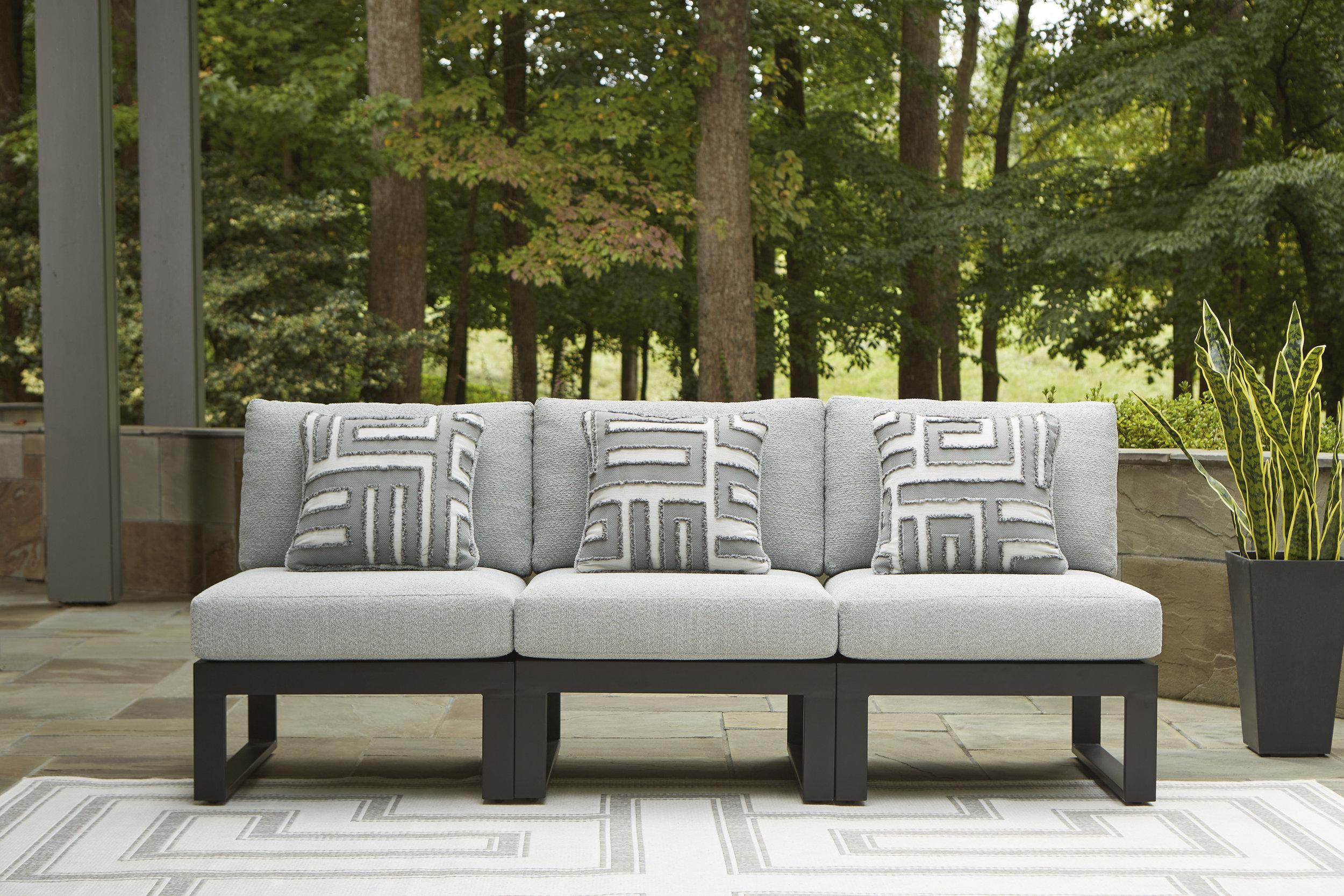 Beachloft Polyester/Aluminum 3-Piece Outdoor Modular Sofa