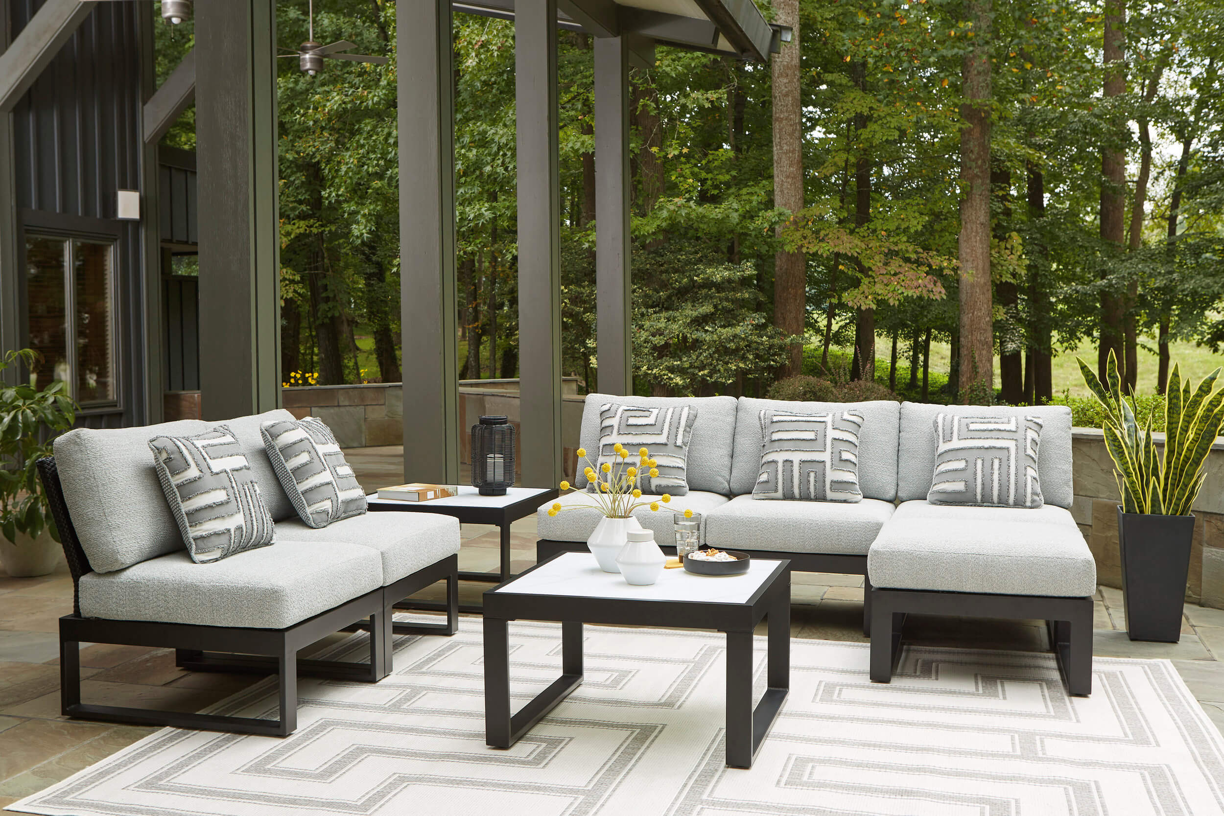 Beachloft Polyester/Aluminum 3-Piece Outdoor Modular Sofa
