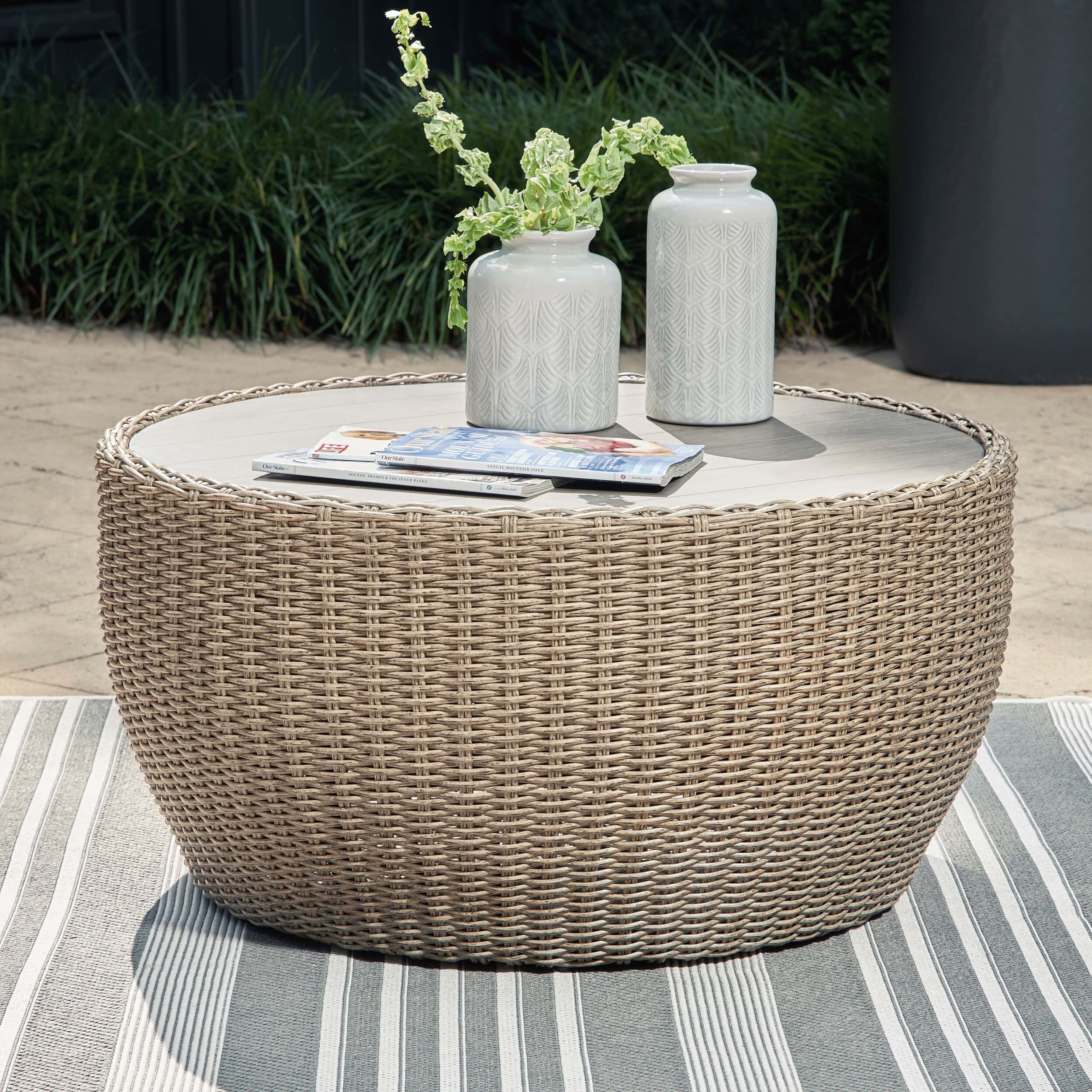 Danson Outdoor Nuvella Fabric/Resin Wicker Patio Set