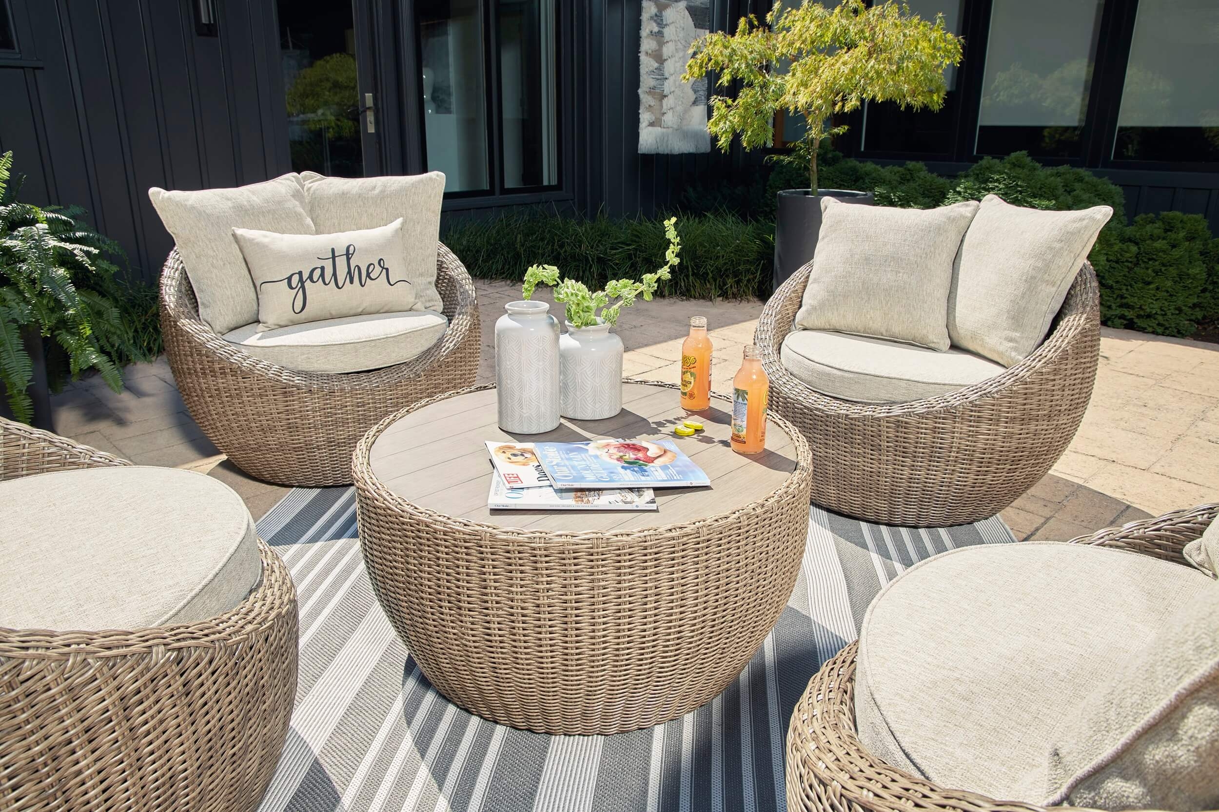 Danson Outdoor Nuvella Fabric/Resin Wicker Patio Set