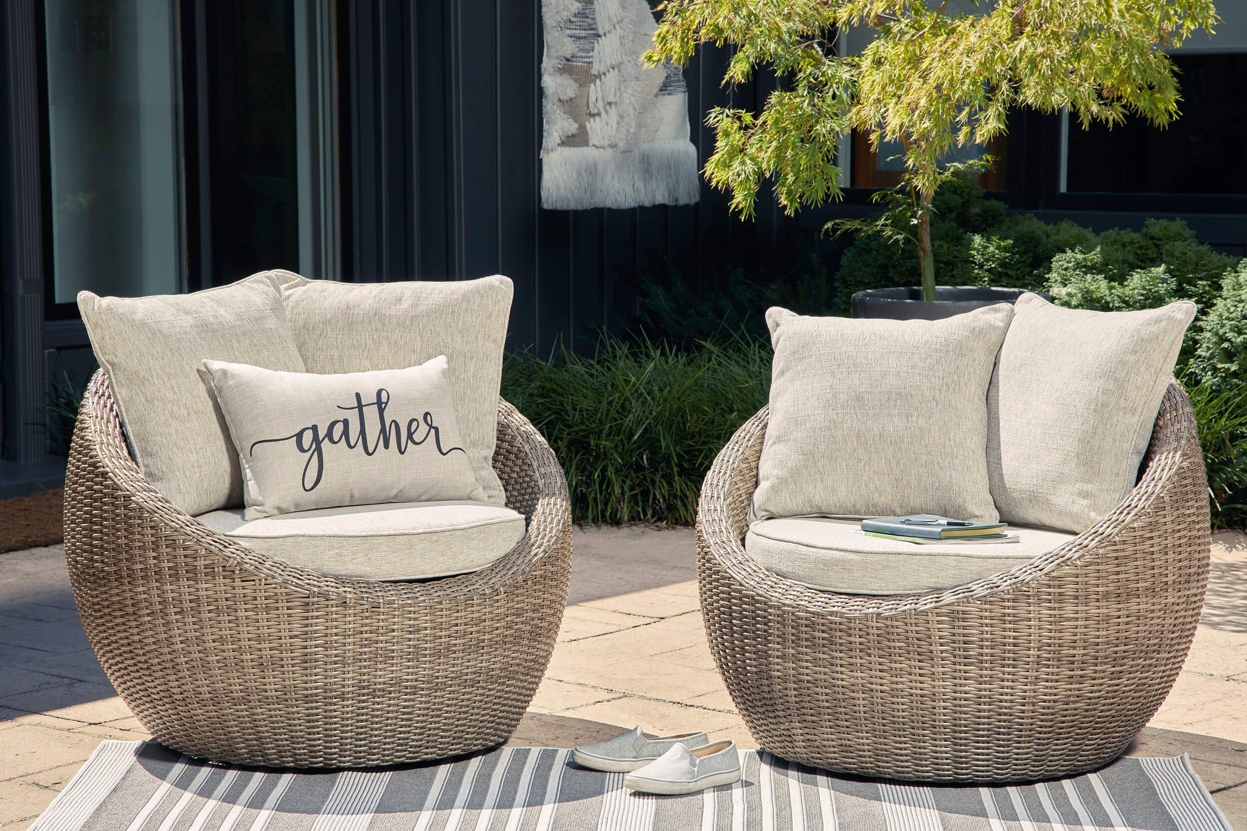 Danson Outdoor Nuvella Fabric/Resin Wicker Patio Set