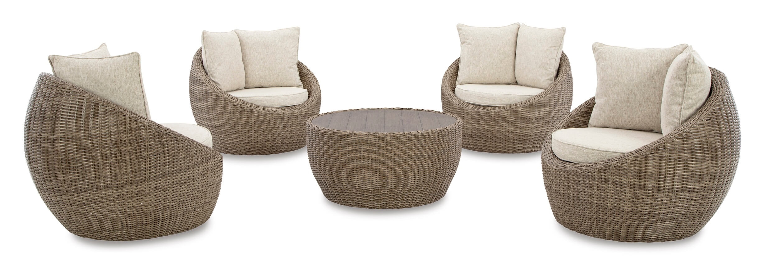 Danson Outdoor Nuvella Fabric/Resin Wicker Patio Set
