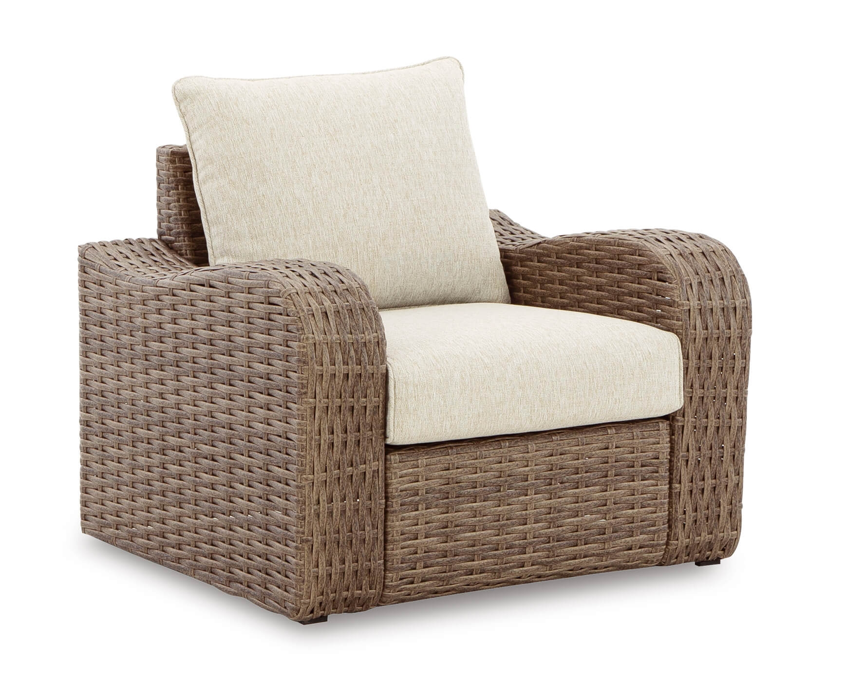 Sandy Bloom Outdoor Nuvella Fabric/Resin Wicker Set w/Pillows