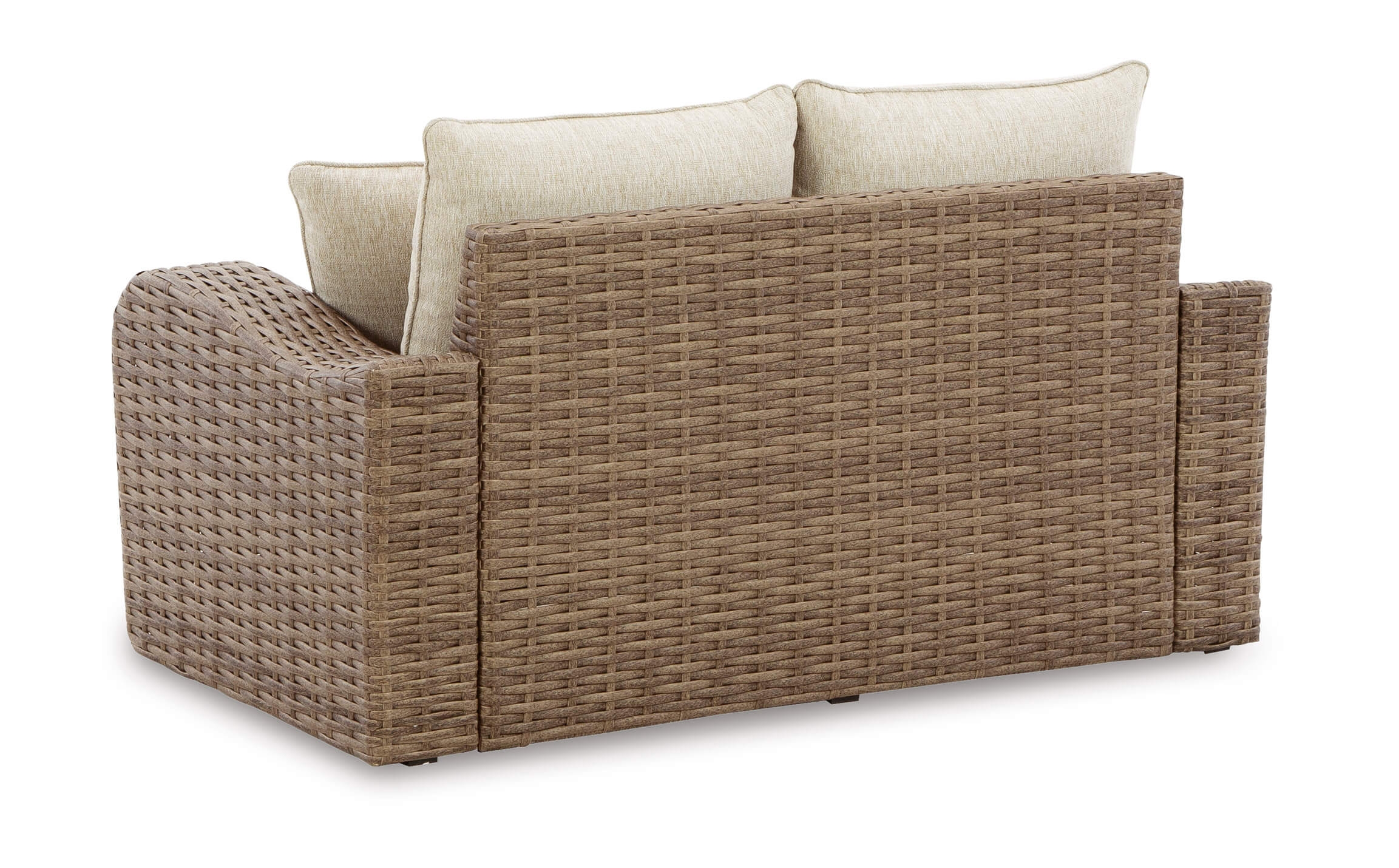 Sandy Bloom Outdoor Nuvella Fabric/Resin Wicker Set w/Pillows