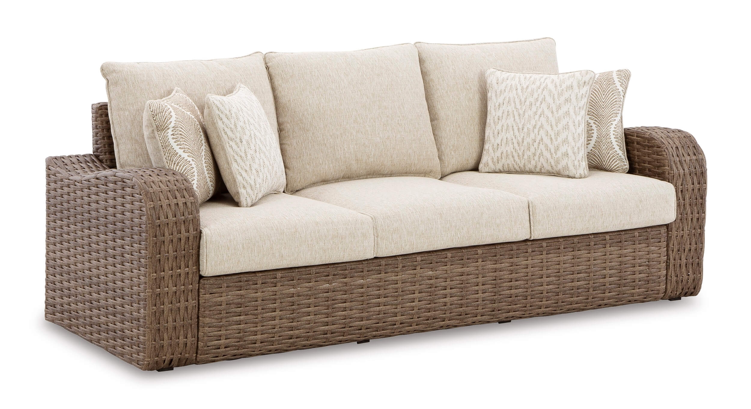 Sandy Bloom Outdoor Nuvella Fabric/Resin Wicker Set w/Pillows