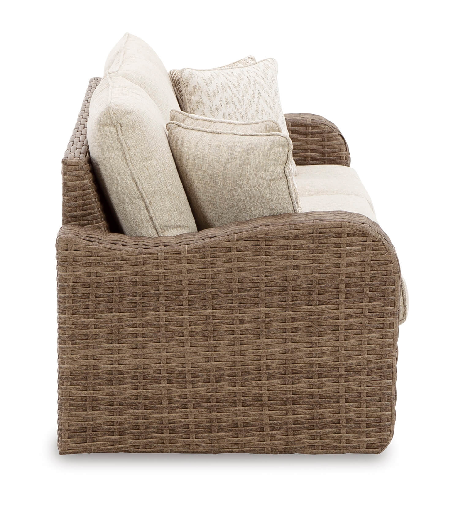Sandy Bloom Outdoor Nuvella Fabric/Resin Wicker Sofa w/4 Pillows