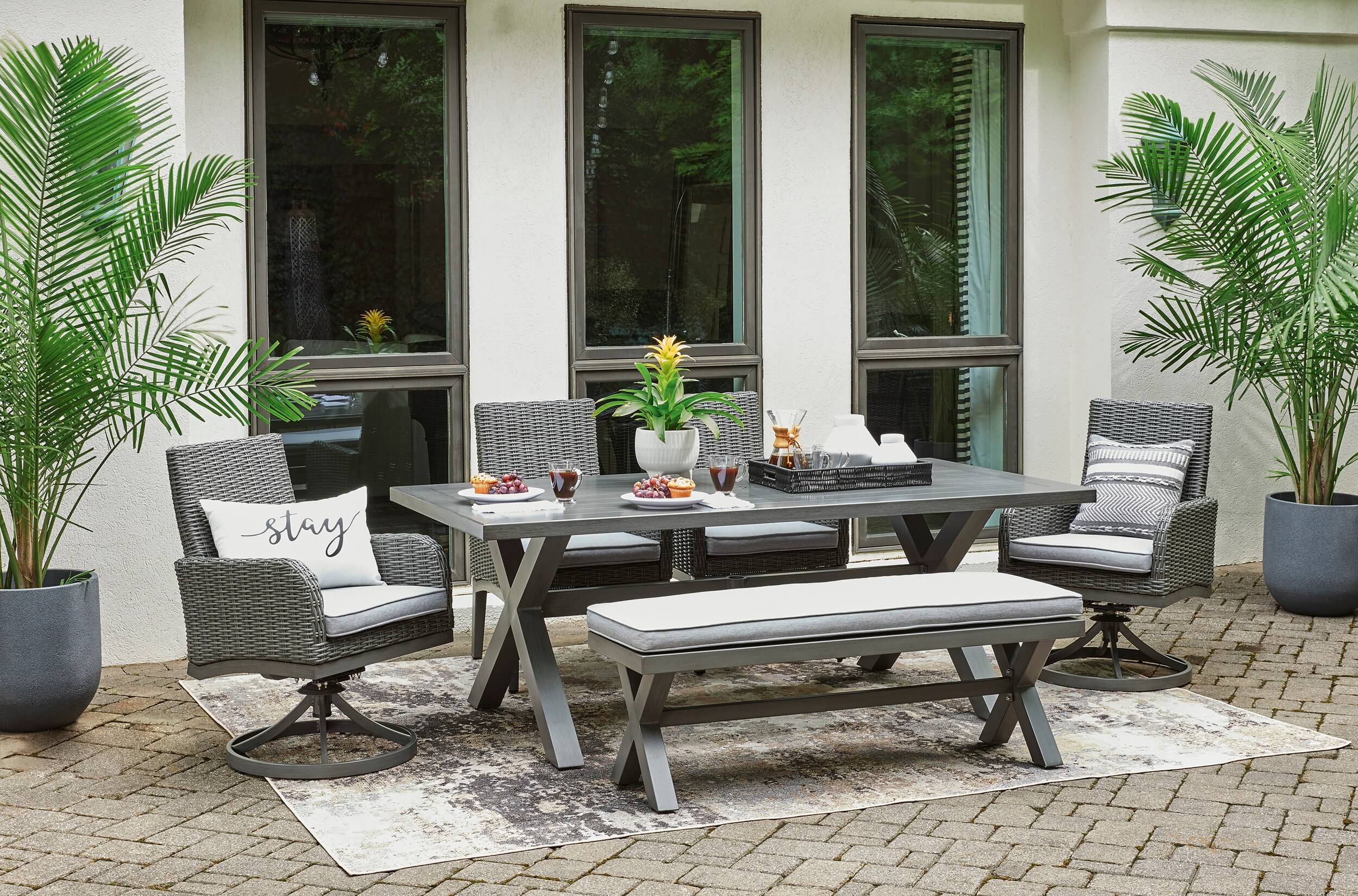 Elite Park Outdoor Nuvella Fabric/Resin Wicker Dining Set