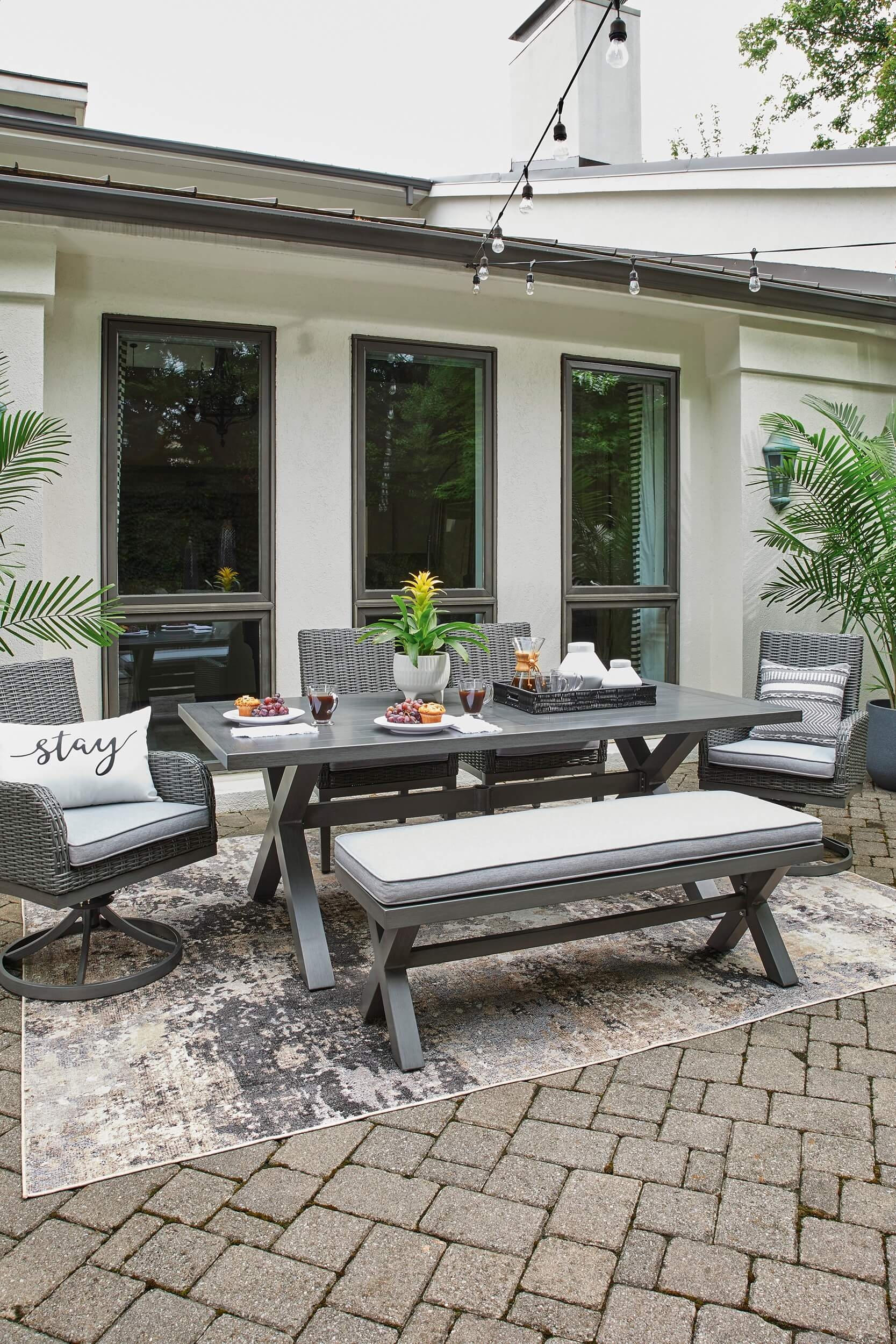 Elite Park Outdoor Nuvella Fabric/Resin Wicker Dining Set