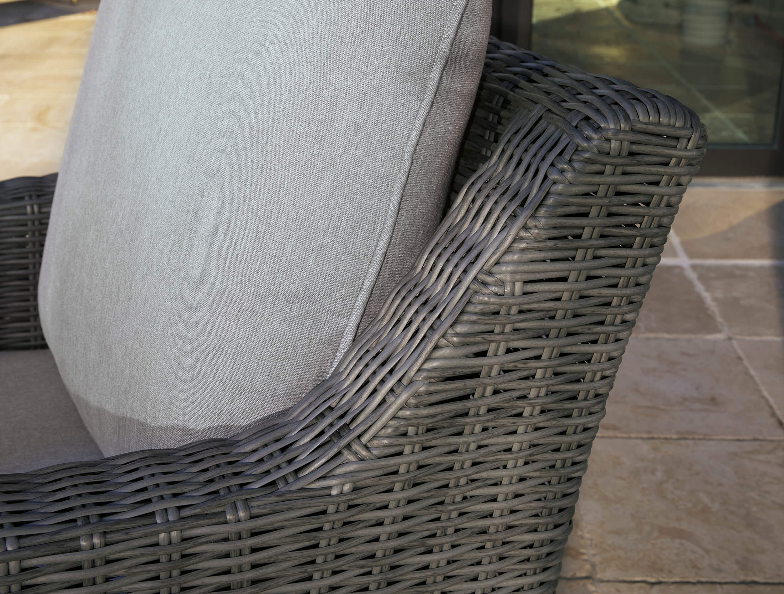Elite Park Outdoor Nuvella Fabric/Resin Wicker Set w/Pillows
